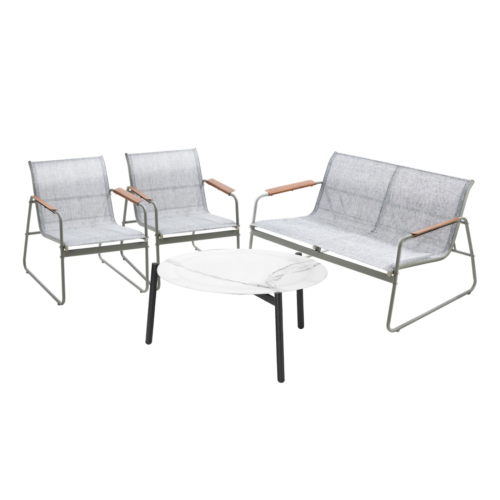 Livsip Outdoor Patio Setting 4x Chairs 70cm Coffee Table Garden Furniture Lounge - Sunyee