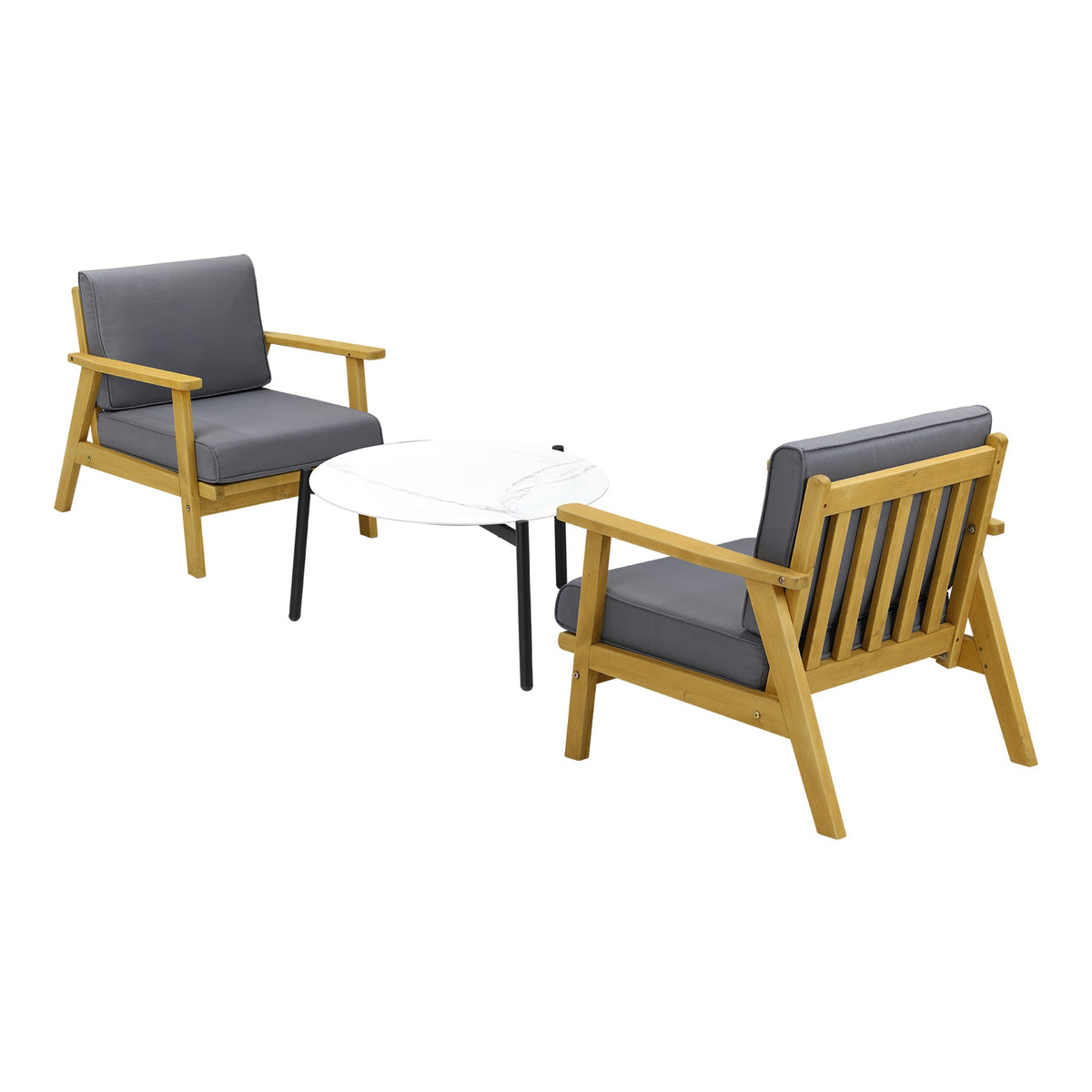 Livsip Outdoor Lounge Set 3PCS Patio Furniture Sets 70cm White Coffee Side Table - Sunyee