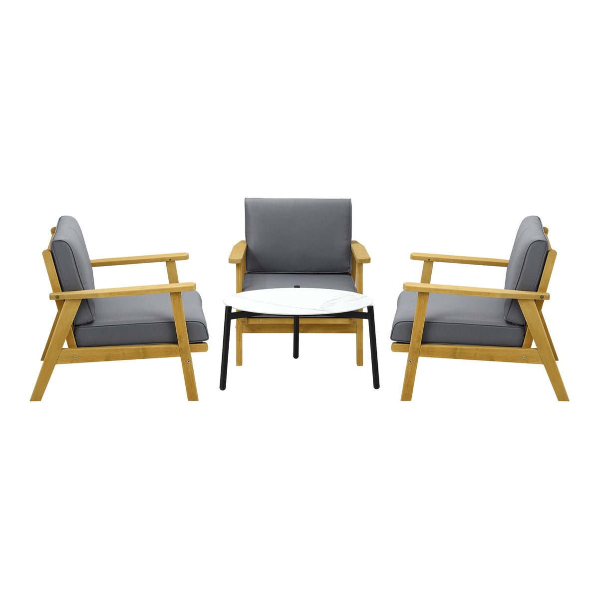 Livsip 4PCS Outdoor Lounge Set Patio Furniture Sets White Coffee Side Table - Sunyee