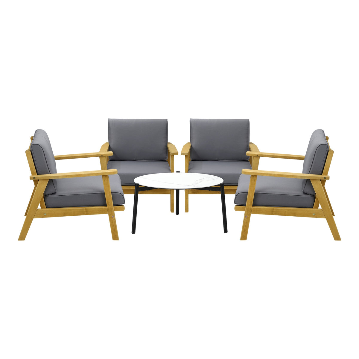 Livsip Outdoor Lounge Set 5PCS Patio Furniture Sets 70cm White Coffee Side Table - Sunyee