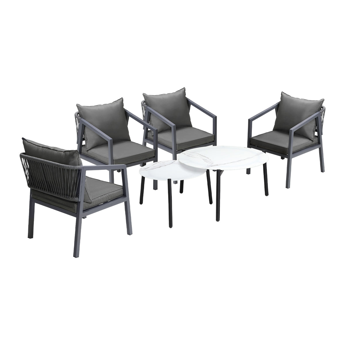 Livsip 6PCS Outdoor Patio Setting Furniture Lounge White 70cm Coffee Table Set