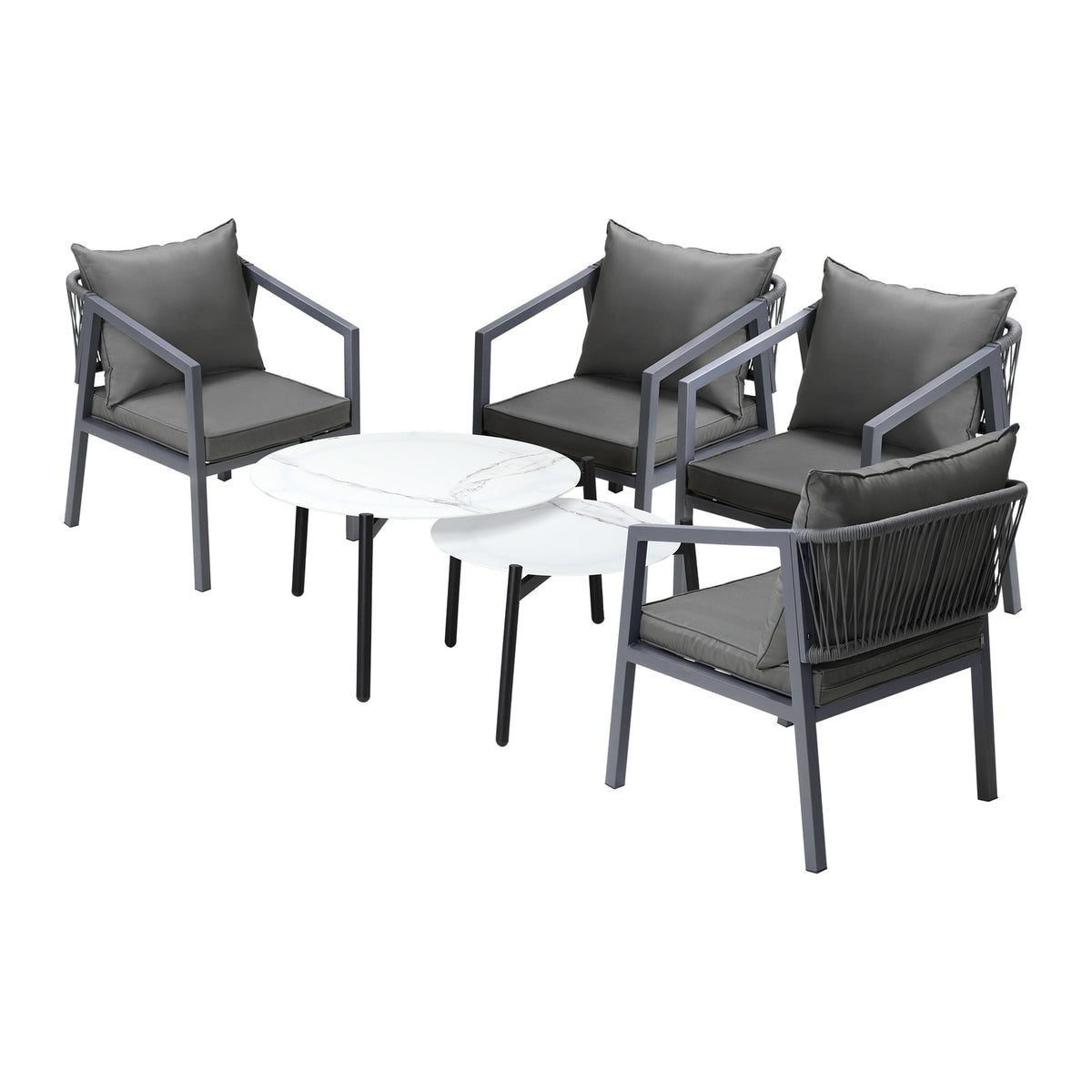 Livsip 6PCS Outdoor Patio Setting Furniture Lounge White 70cm Coffee Table Set