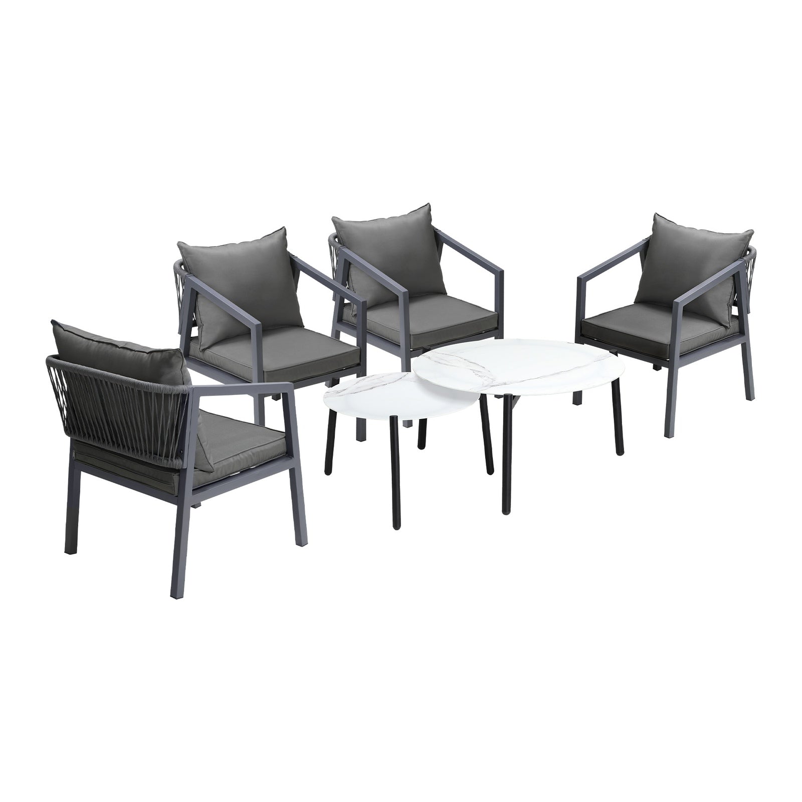 Livsip 6PCS Outdoor Patio Setting Furniture Lounge White 70cm Coffee Table Set - Sunyee