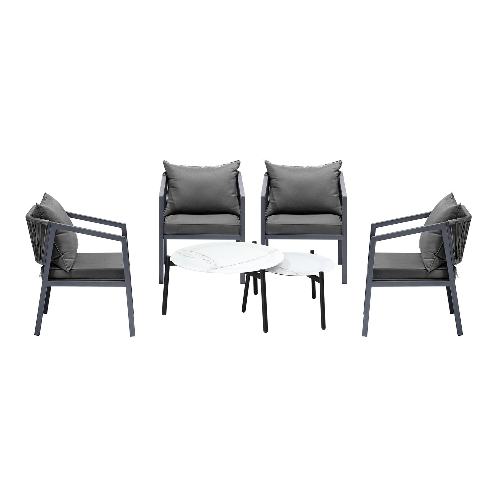 Livsip 6PCS Outdoor Patio Setting Furniture Lounge White 70cm Coffee Table Set - Sunyee