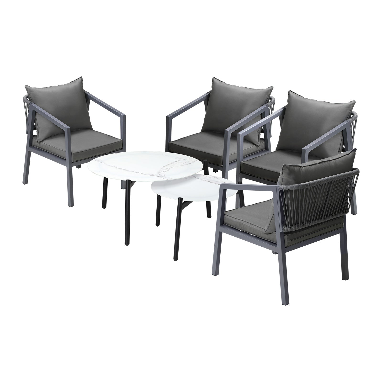 Livsip 6PCS Outdoor Patio Setting Furniture Lounge White 70cm Coffee Table Set - Sunyee