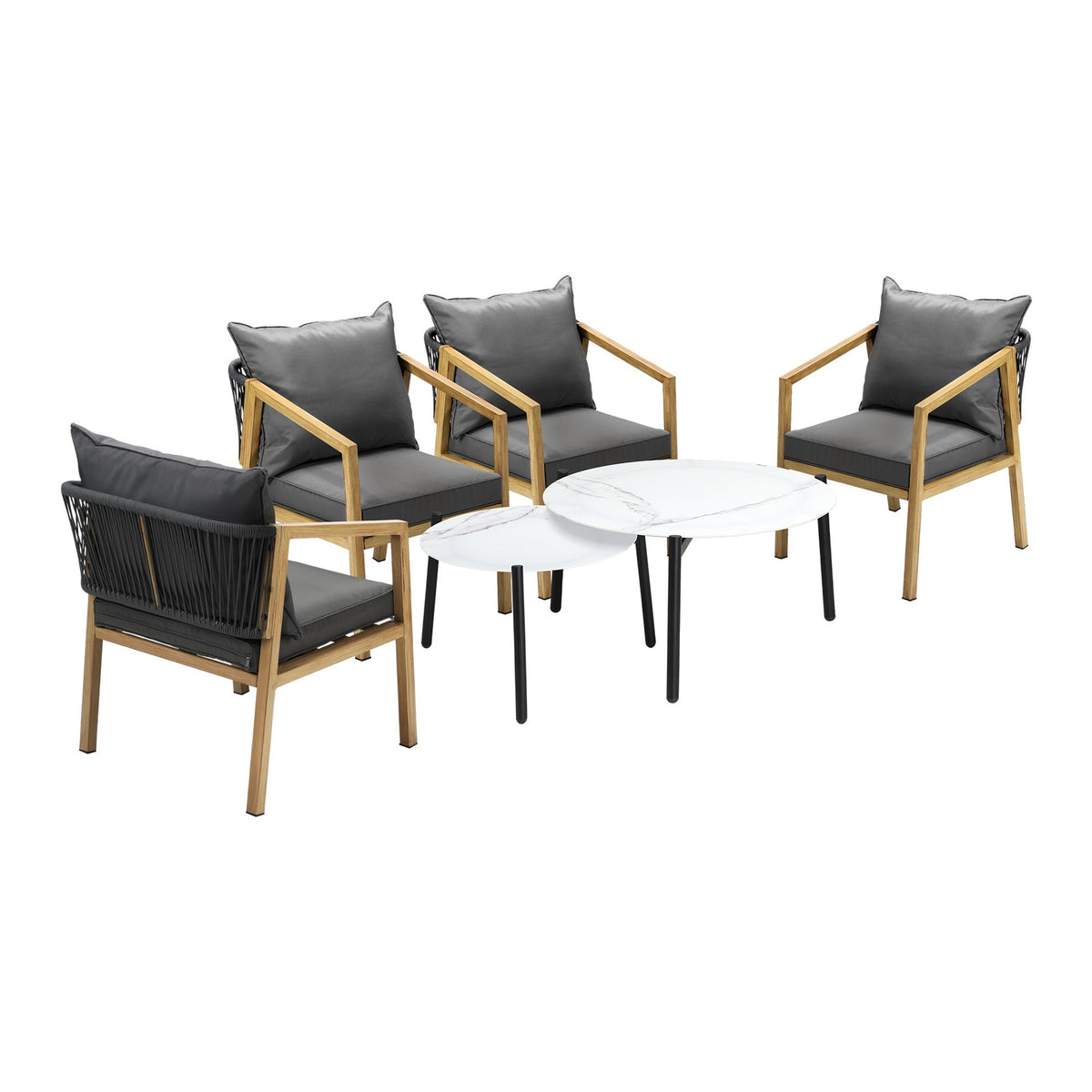 Livsip 6PCS Outdoor Patio Setting Furniture Lounge White 70cm Coffee Table Set - Sunyee