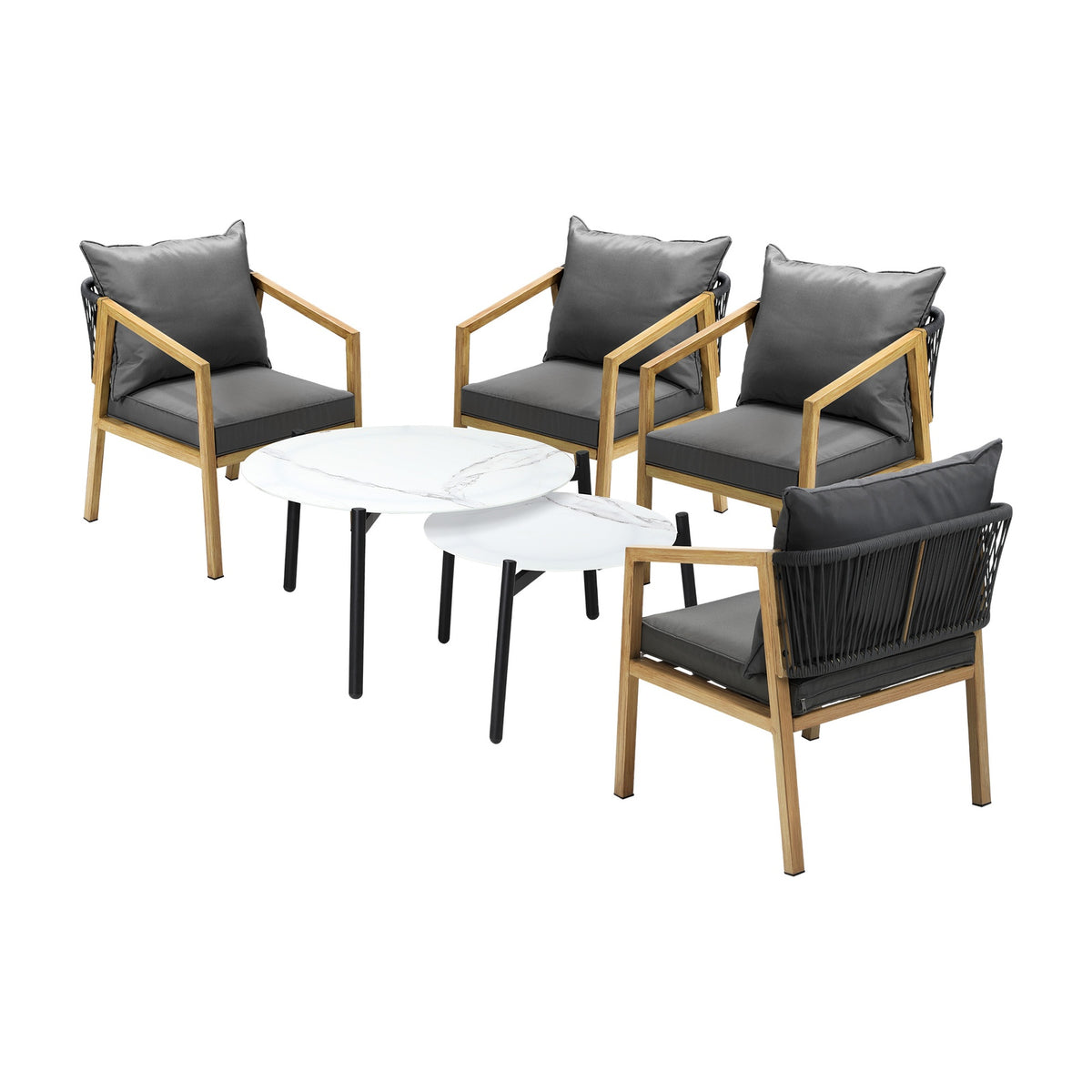 Livsip 6PCS Outdoor Patio Setting Furniture Lounge White 70cm Coffee Table Set - Sunyee