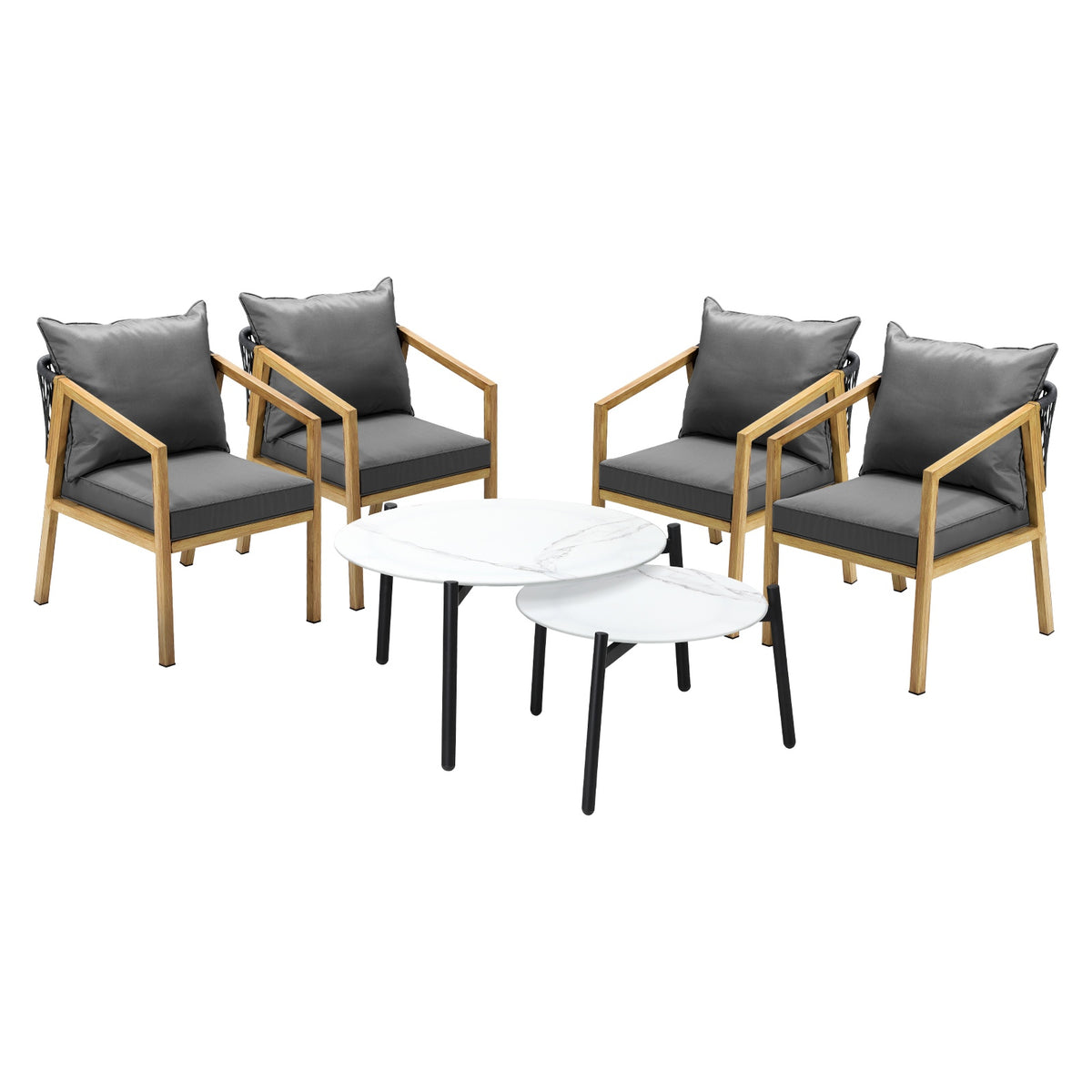 Livsip 6PCS Outdoor Patio Setting Furniture Lounge White 70cm Coffee Table Set - Sunyee