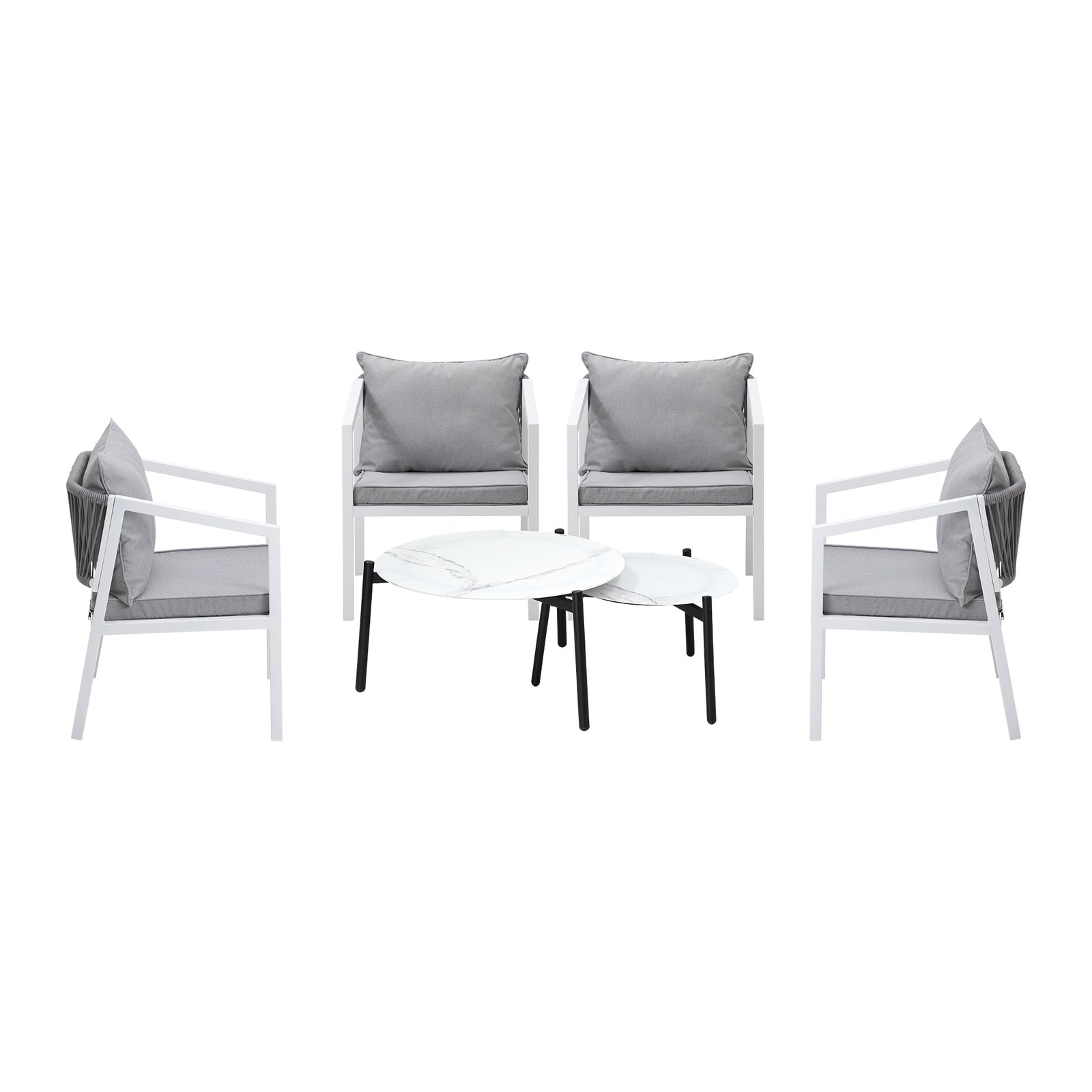 Livsip 6PCS Outdoor Patio Setting Furniture Lounge White 70cm Coffee Table Set - Sunyee