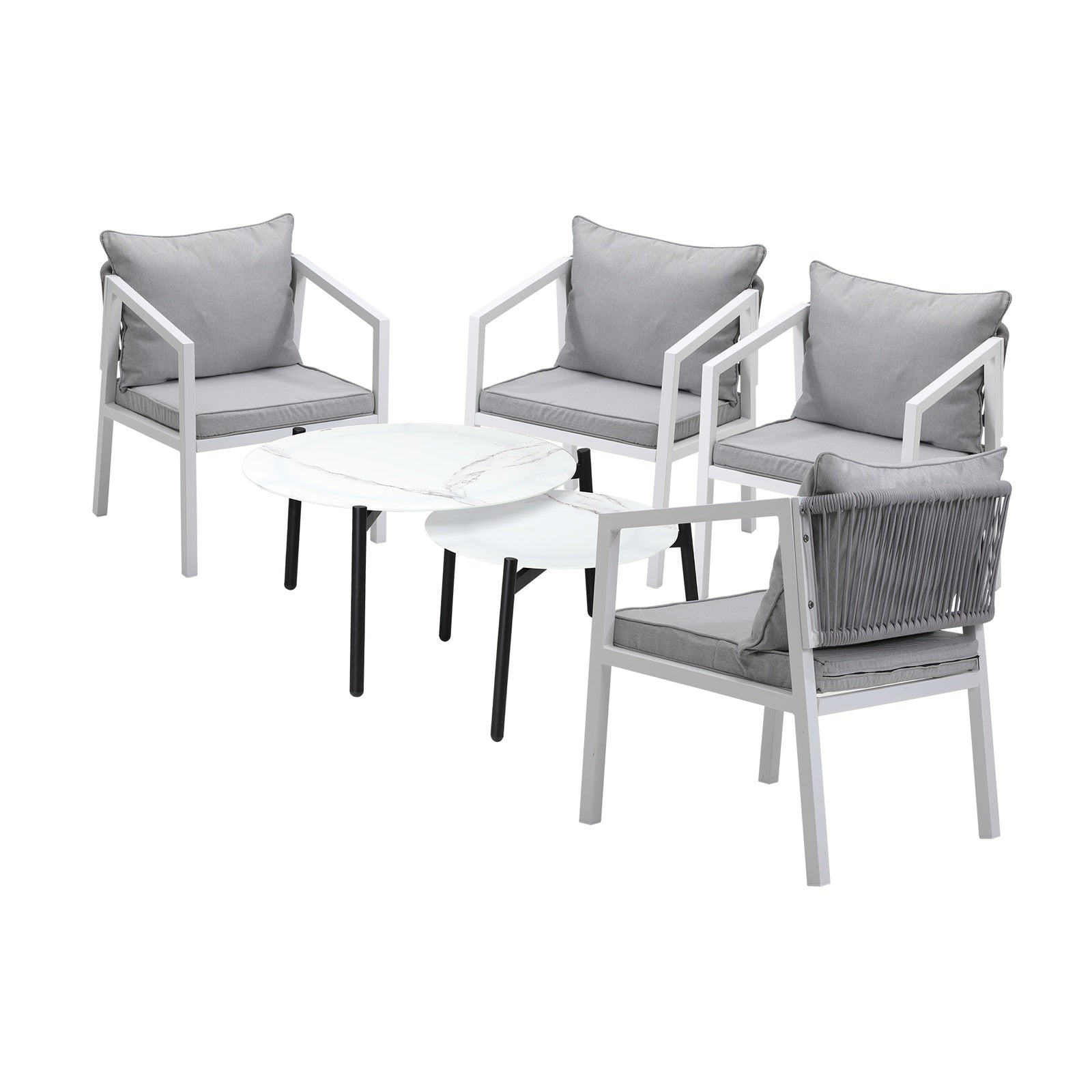 Livsip 6PCS Outdoor Patio Setting Furniture Lounge White 70cm Coffee Table Set - Sunyee