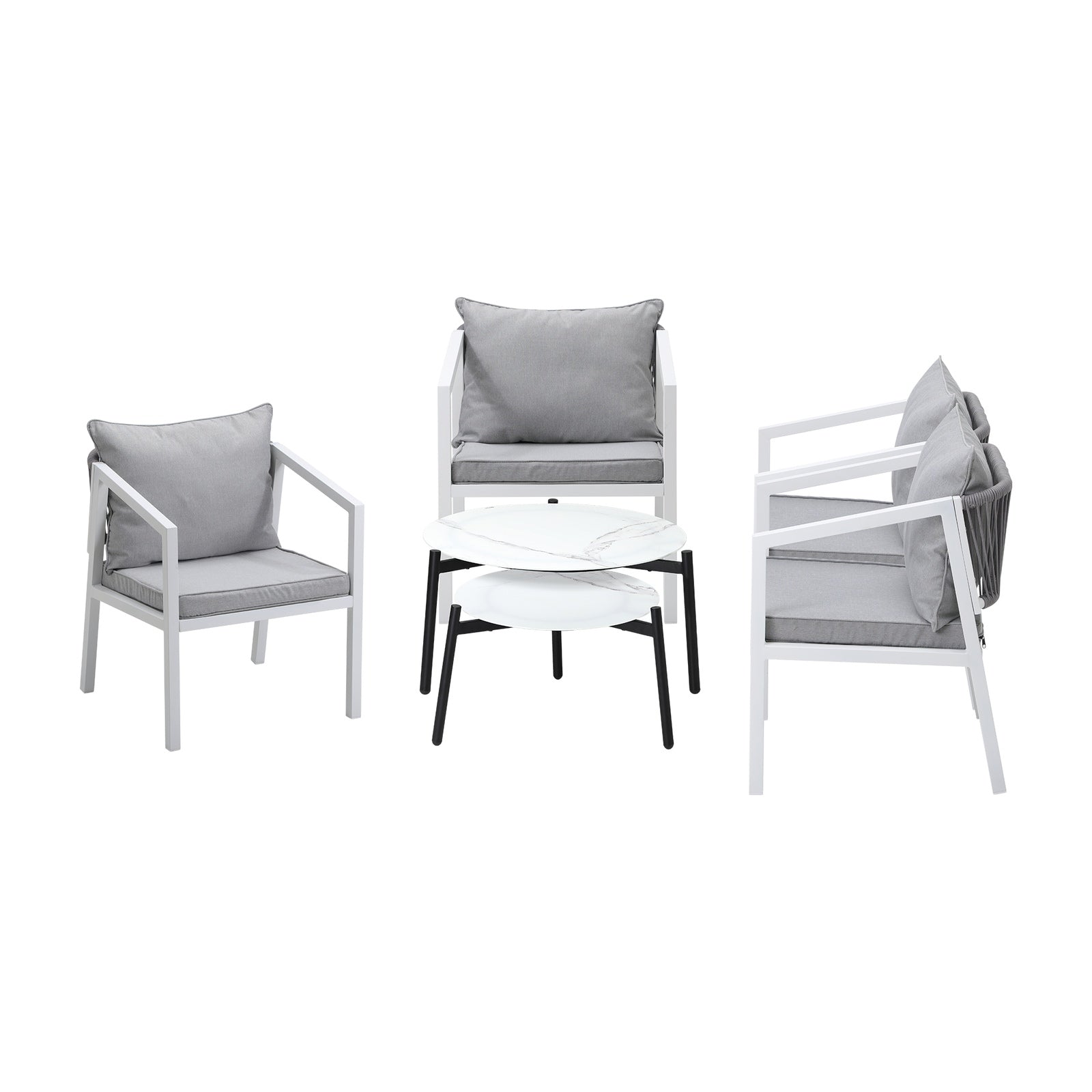 Livsip 6PCS Outdoor Patio Setting Furniture Lounge White 70cm Coffee Table Set - Sunyee