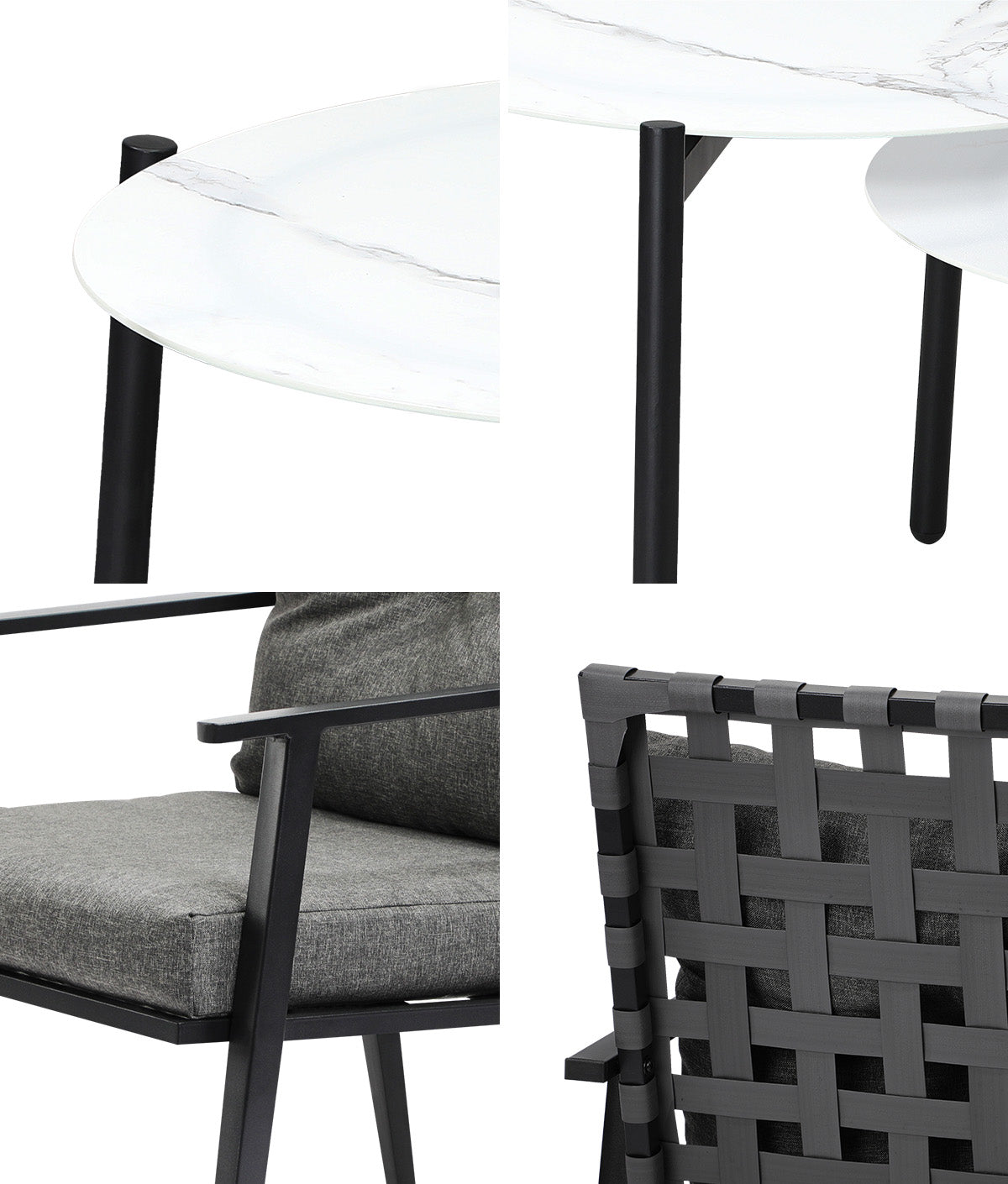 Livsip Outdoor Patio Lounge Set 2pc White Marble Table Sets 4pc Rattan Chairs - Sunyee