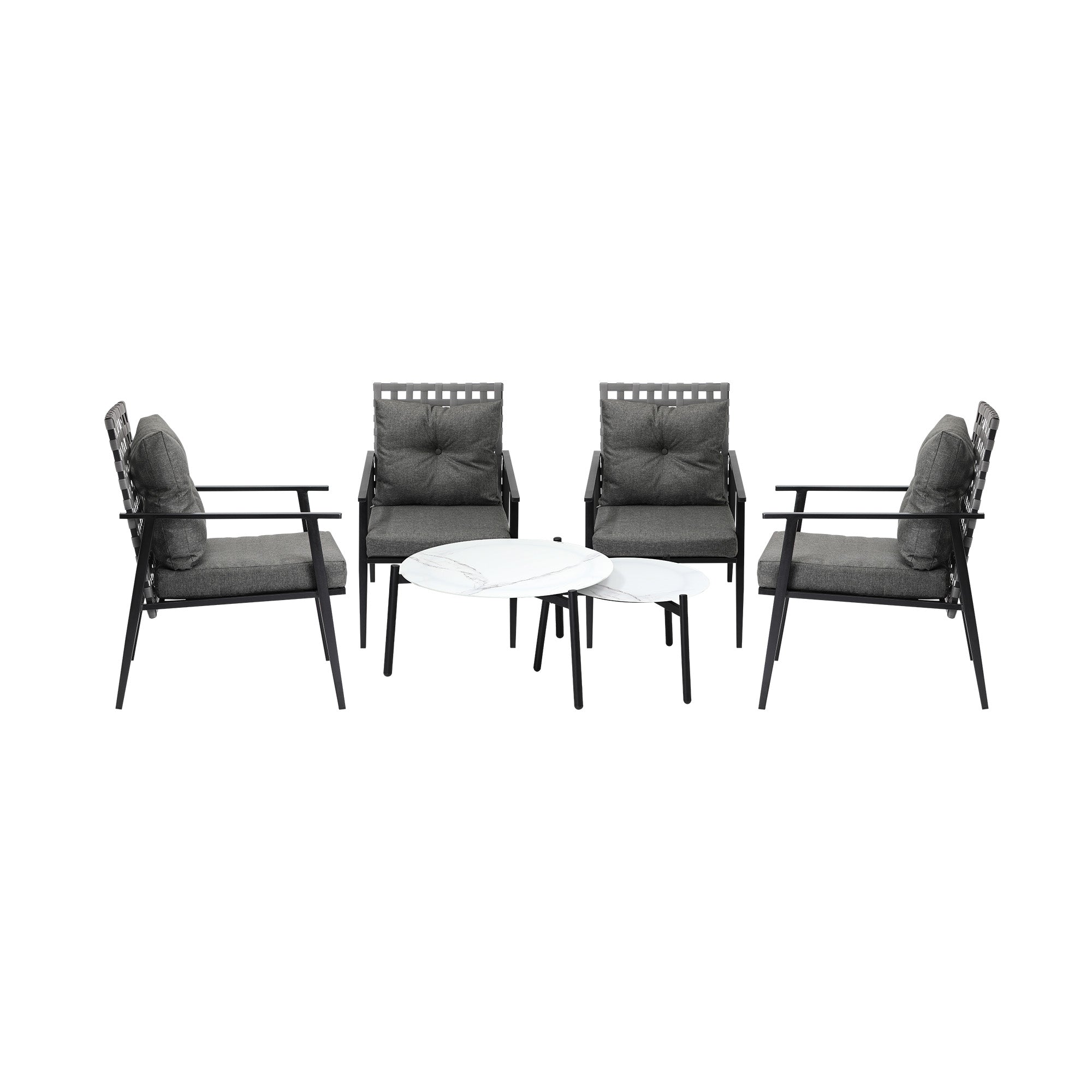 Livsip Outdoor Patio Lounge Set 2pc White Marble Table Sets 4pc Rattan Chairs - Sunyee