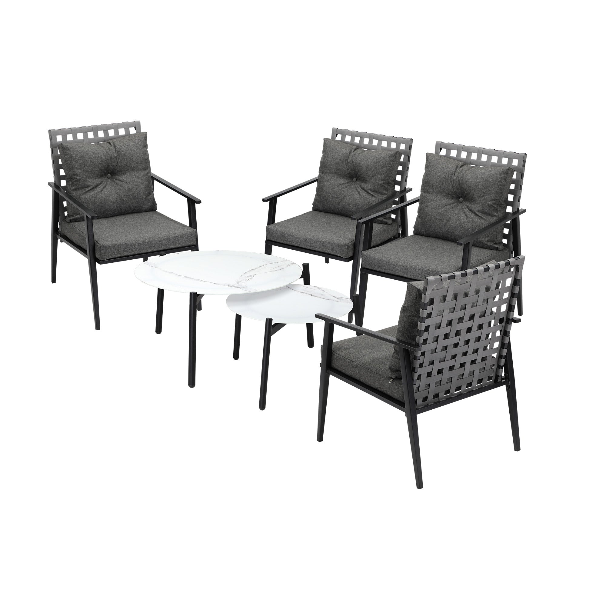 Livsip Outdoor Patio Lounge Set 2pc White Marble Table Sets 4pc Rattan Chairs - Sunyee