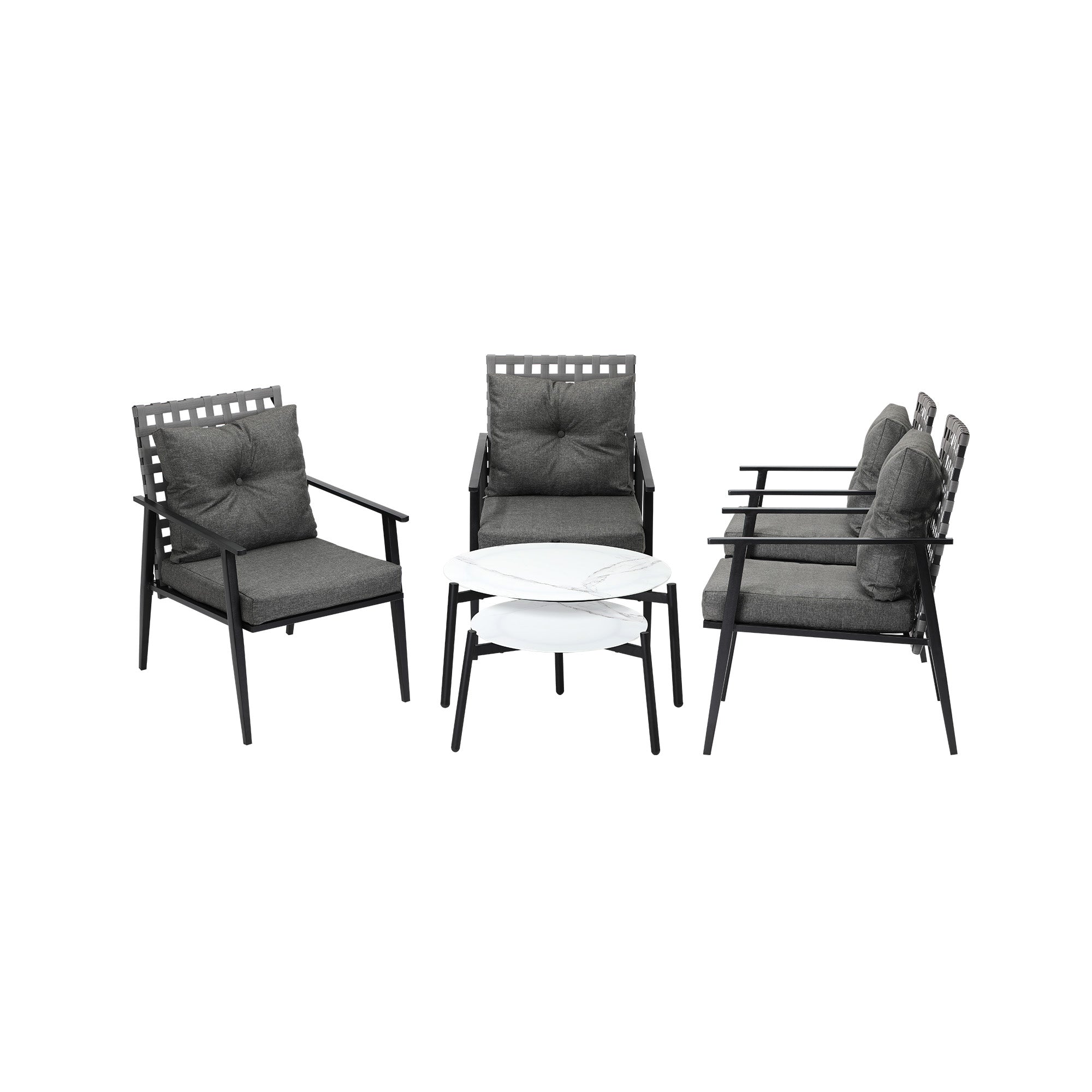 Livsip Outdoor Patio Lounge Set 2pc White Marble Table Sets 4pc Rattan Chairs - Sunyee