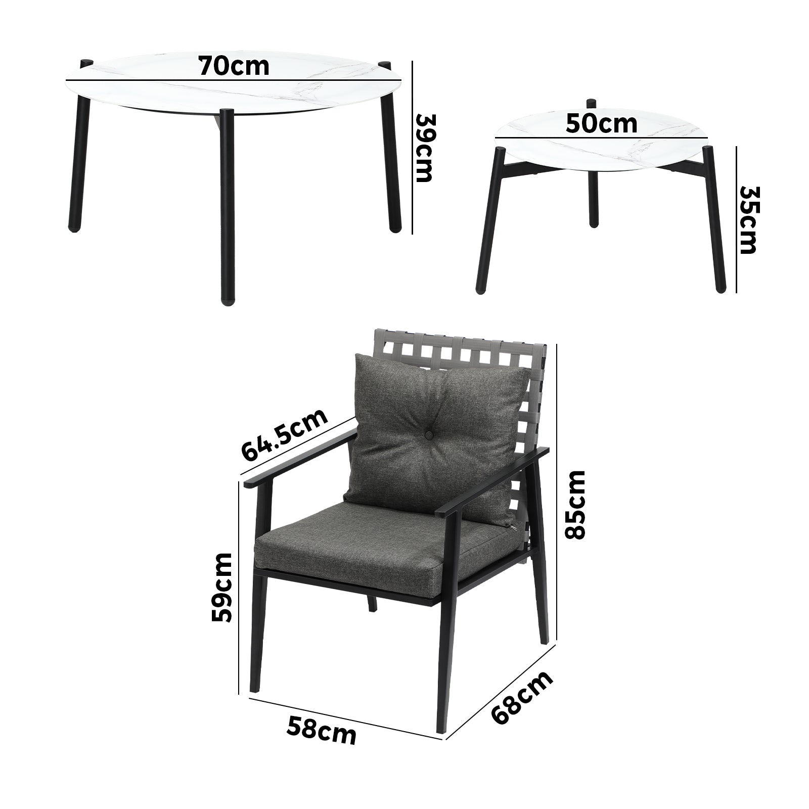 Livsip Outdoor Patio Lounge Set 2pc White Marble Table Sets 4pc Rattan Chairs - Sunyee