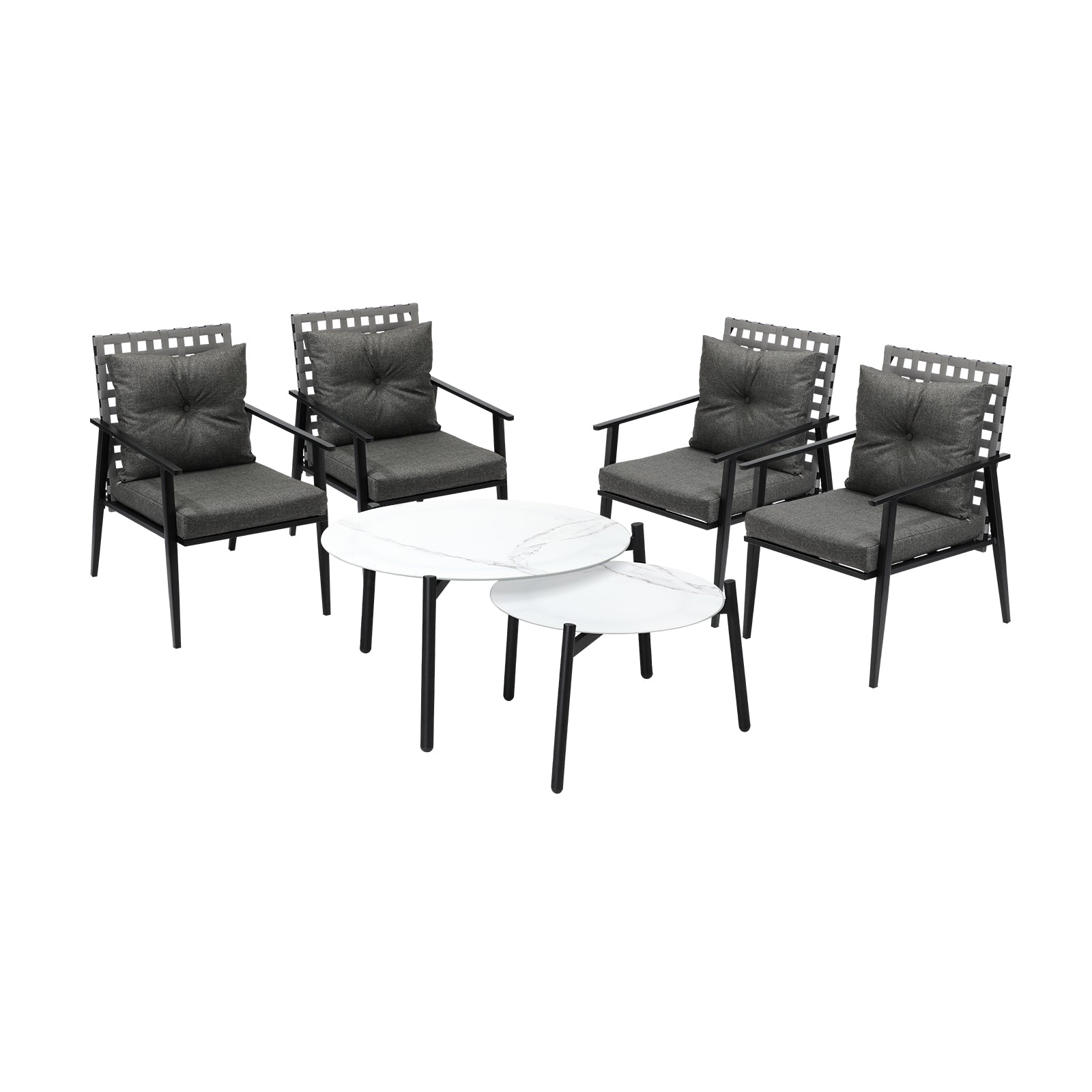 Livsip Outdoor Patio Lounge Set 2pc White Marble Table Sets 4pc Rattan Chairs - Sunyee