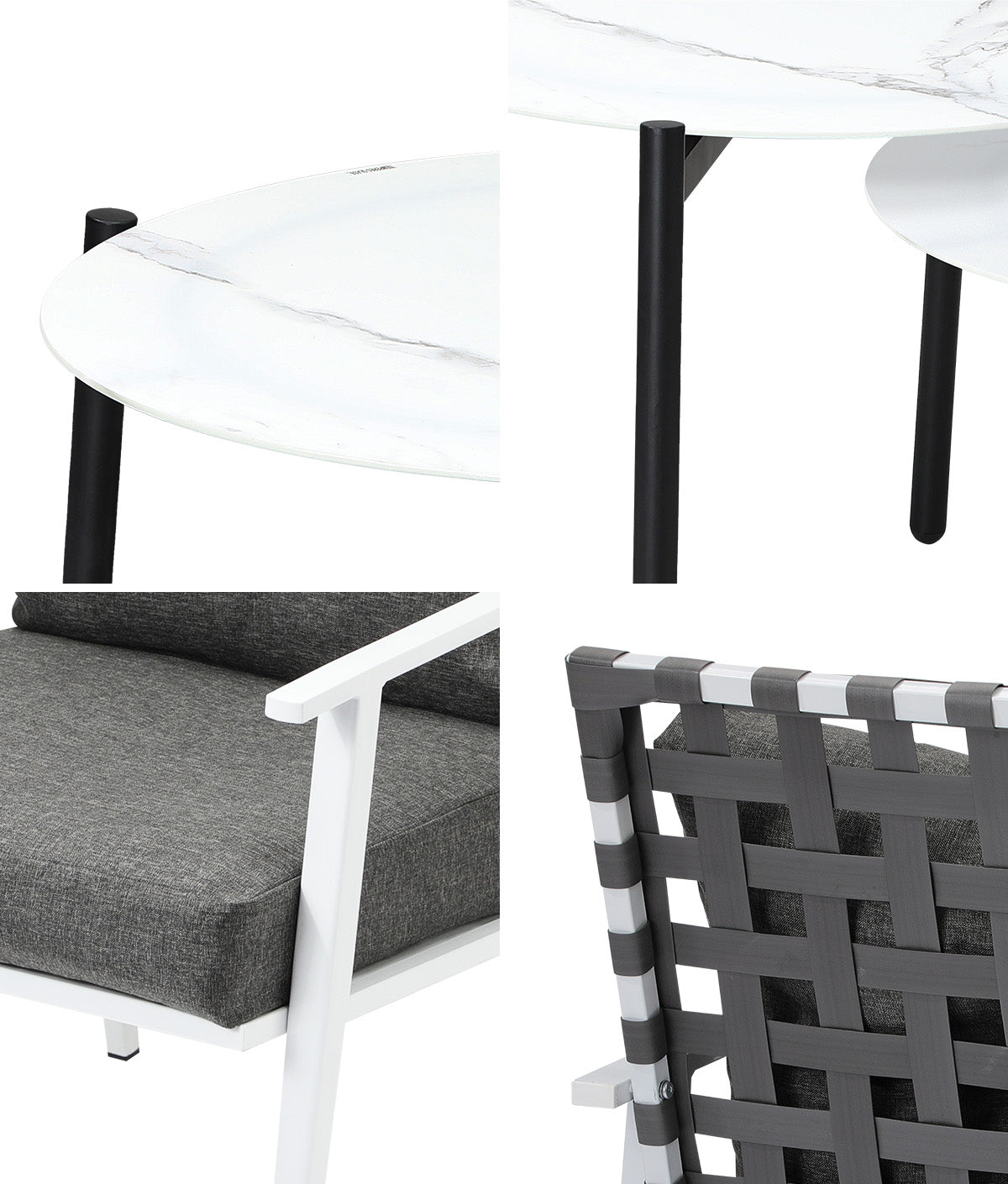 Livsip Outdoor Lounge Sets 6pc Patio Set White Round Table 4pc Rattan Chairs - Sunyee