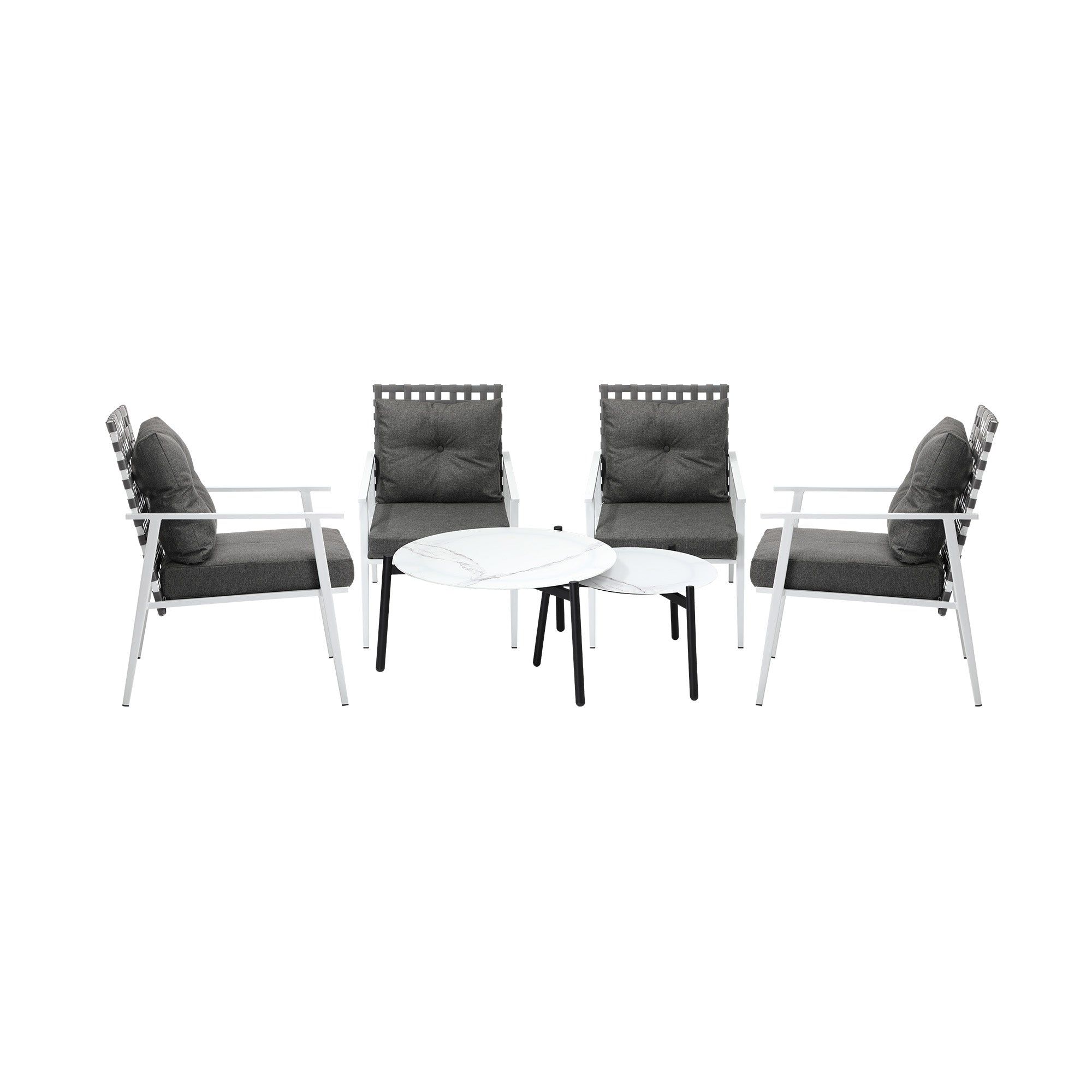 Livsip Outdoor Lounge Sets 6pc Patio Set White Round Table 4pc Rattan Chairs - Sunyee