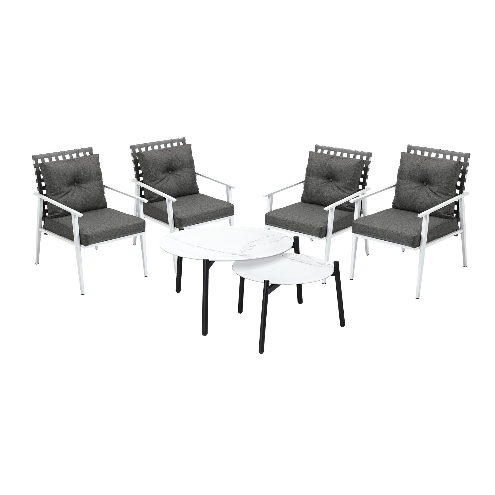 Livsip Outdoor Lounge Sets 6pc Patio Set White Round Table 4pc Rattan Chairs - Sunyee