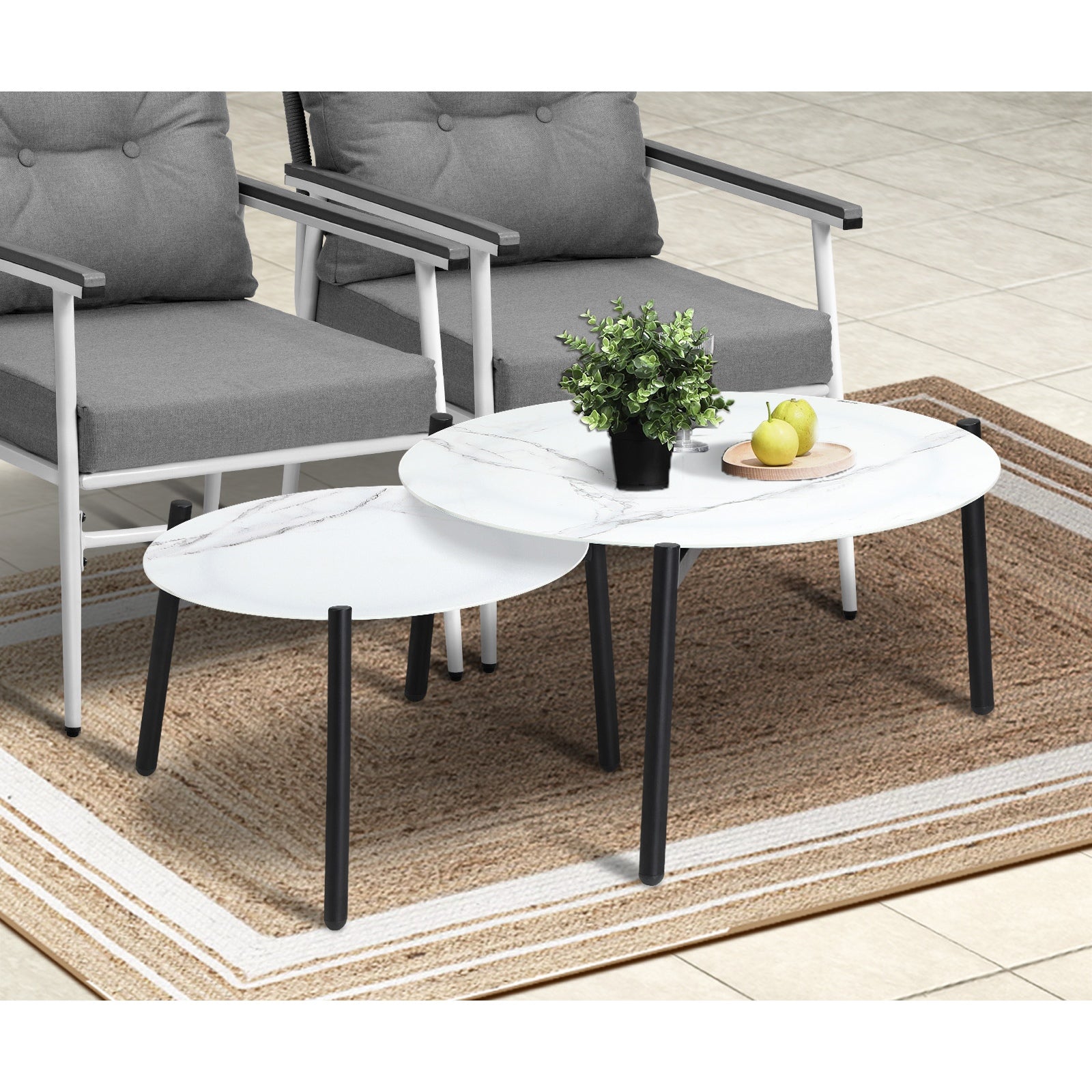 Livsip Outdoor Patio Setting 6PC Bistro Lounge Furniture White Table Sets