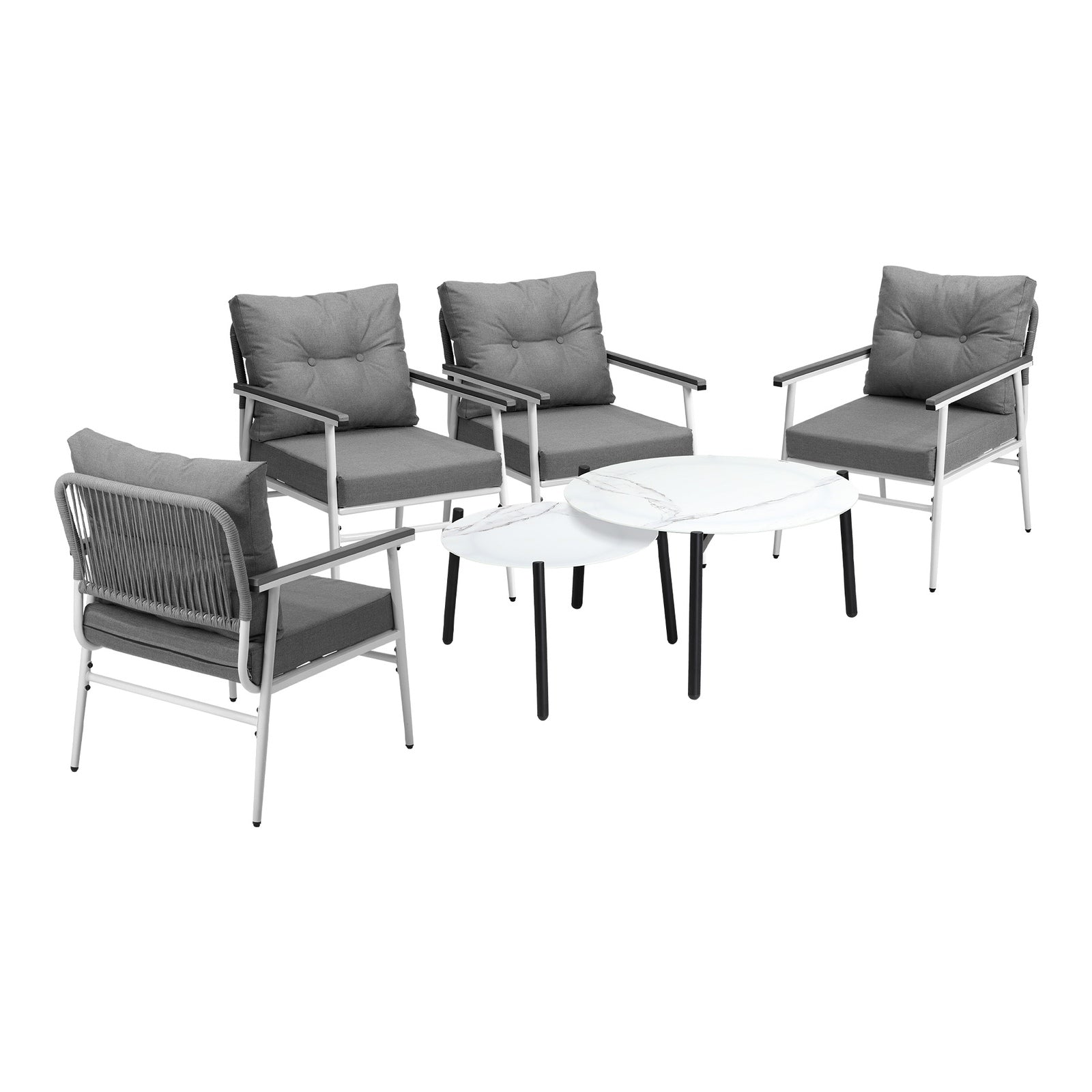 Livsip Outdoor Patio Setting 6PC Bistro Lounge Furniture White Table Sets