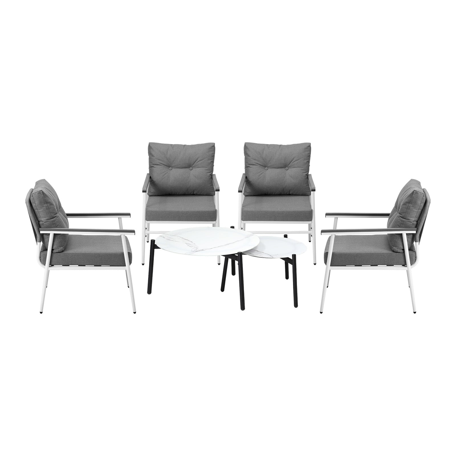 Livsip Outdoor Patio Setting 6PC Bistro Lounge Furniture White Table Sets