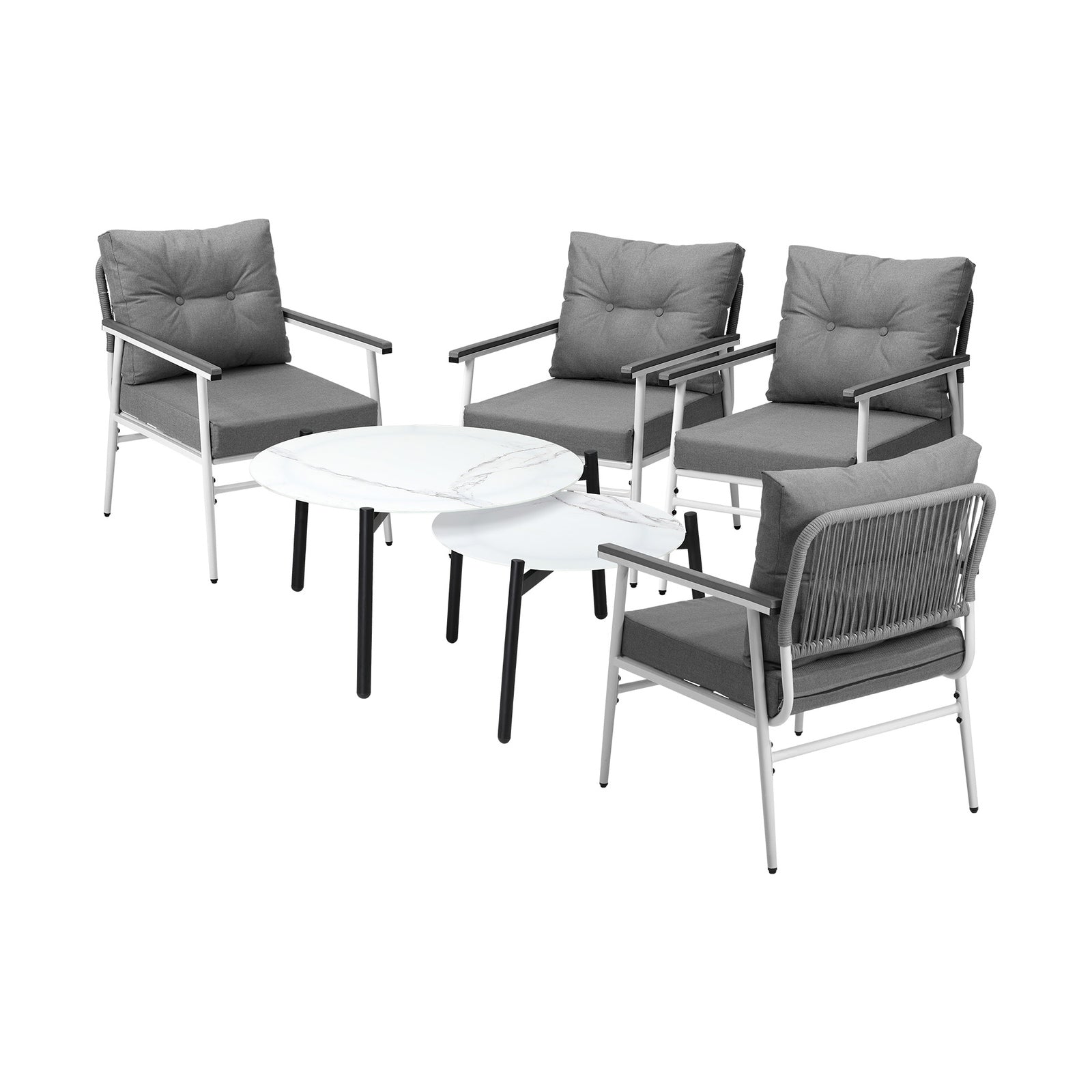 Livsip Outdoor Patio Setting 6PC Bistro Lounge Furniture White Table Sets