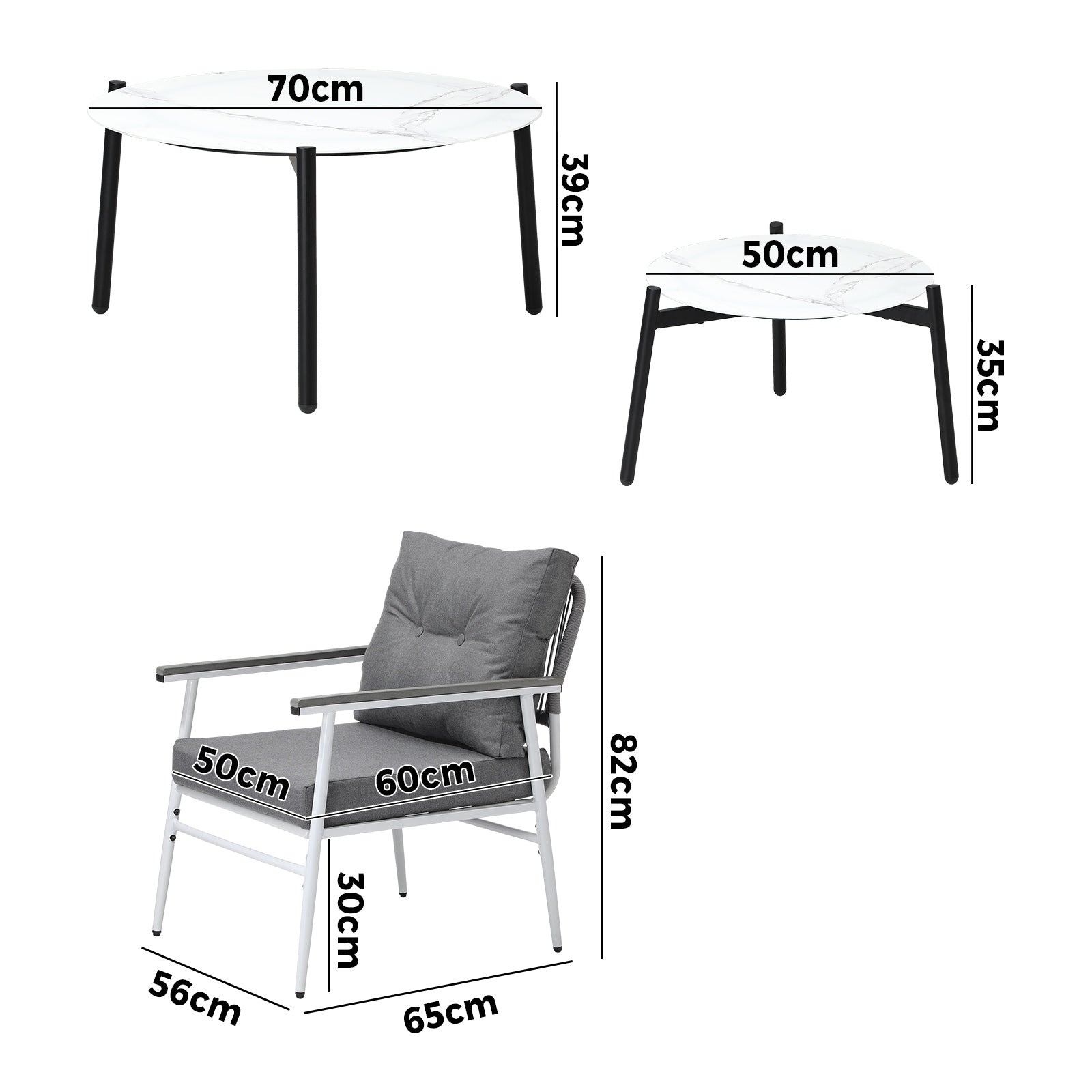 Livsip Outdoor Patio Setting 6PC Bistro Lounge Furniture White Table Sets