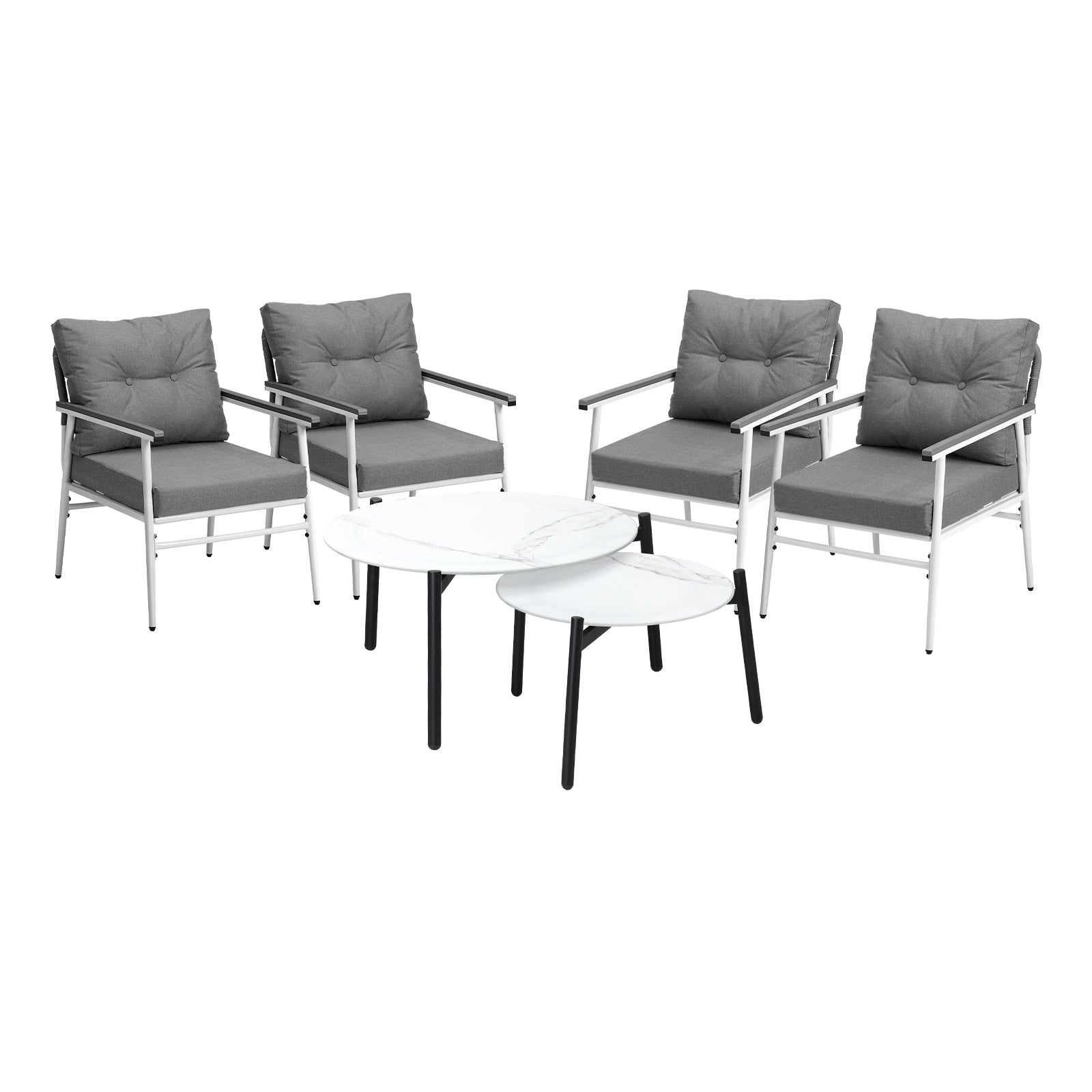 Livsip Outdoor Patio Setting 6PC Bistro Lounge Furniture White Table Sets