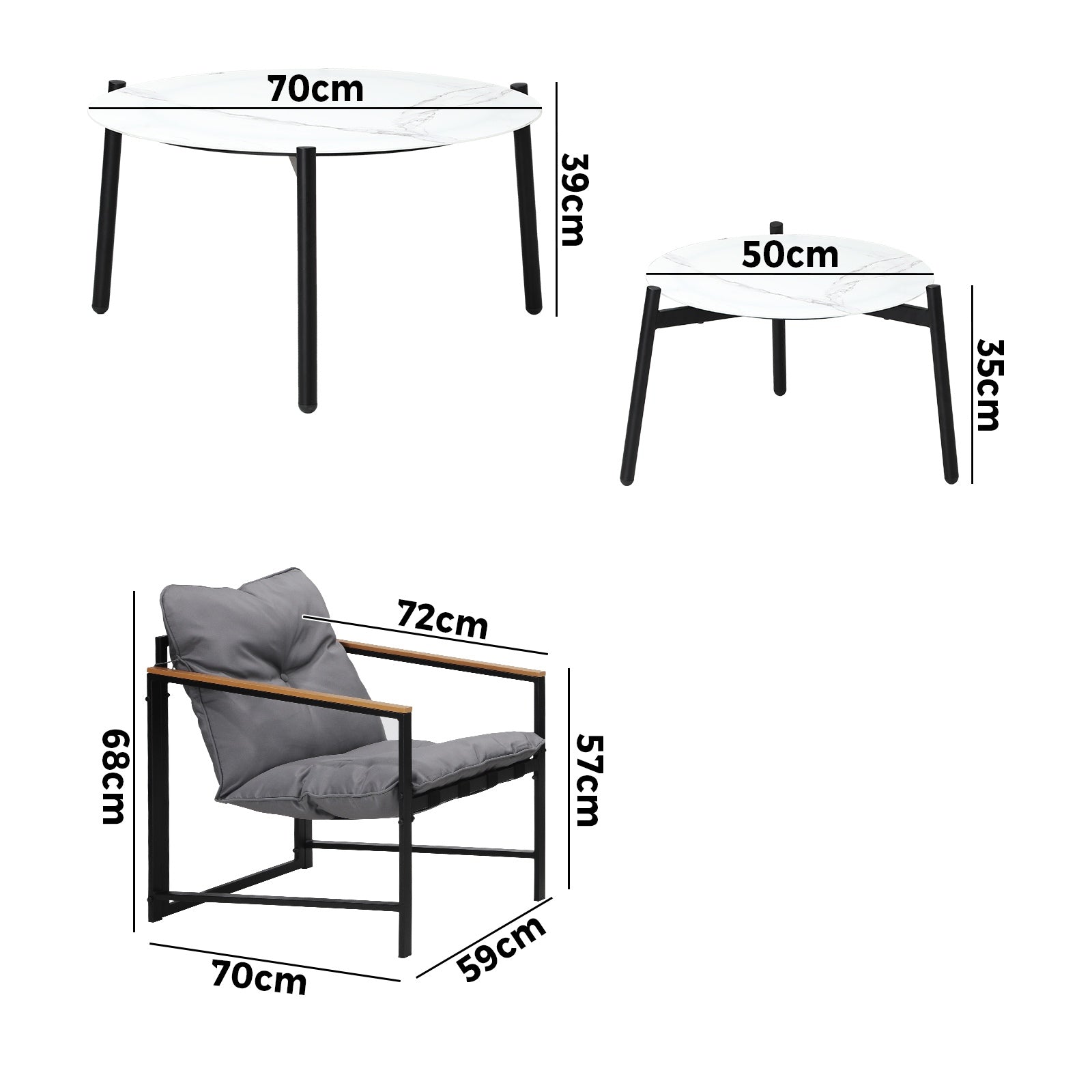 Livsip 6PC Outdoor Patio Furniture Set Round White Marble Table Sets - Sunyee