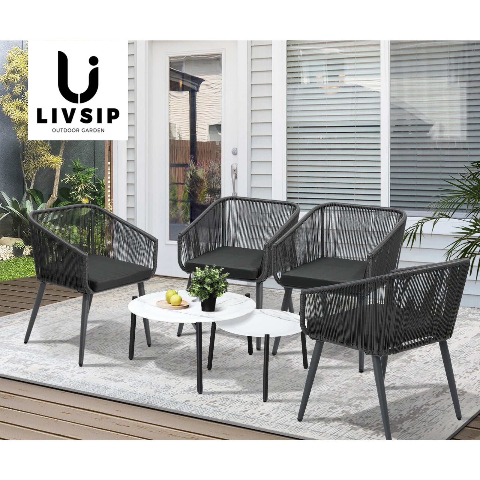 Livsip Outdoor Lounge Setting Furniture 6 Piece Patio Set - Sunyee