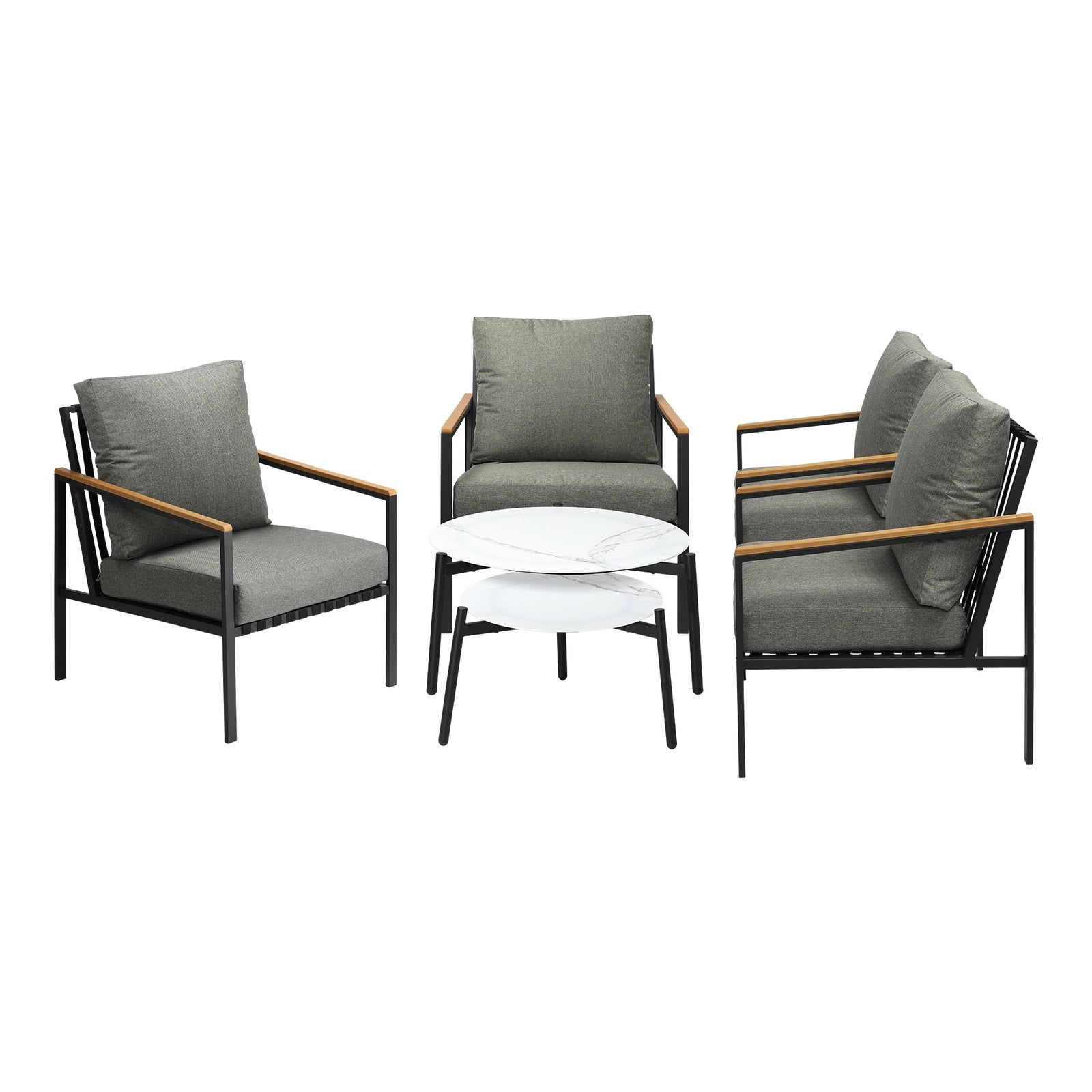 Livsip Outdoor Patio Lounge Set Furniture White 50/70cm Coffee Table Set Chairs - Sunyee