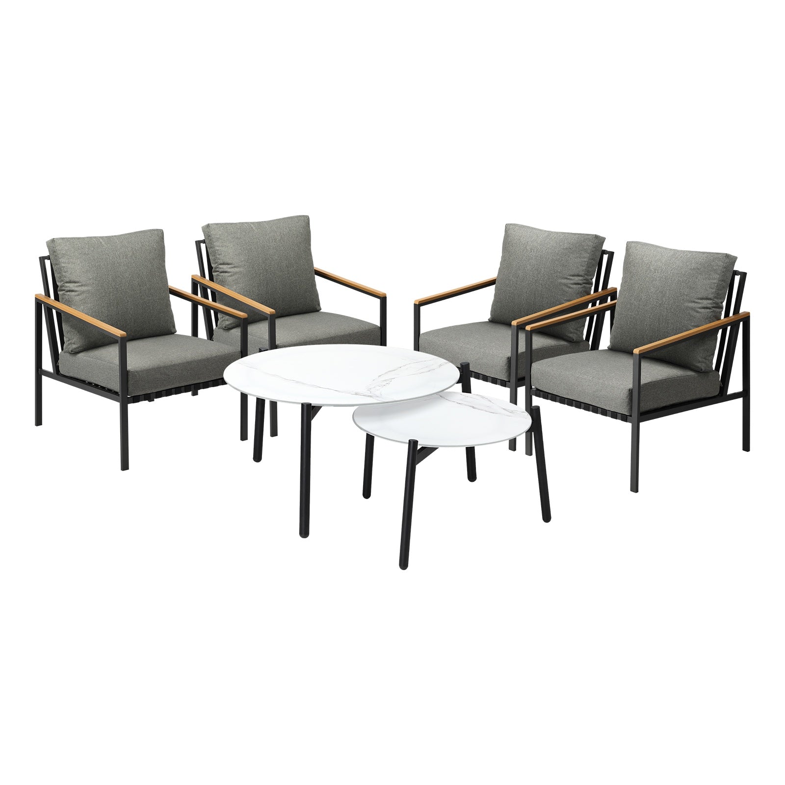 Livsip Outdoor Patio Lounge Set Furniture White 50/70cm Coffee Table Set Chairs - Sunyee