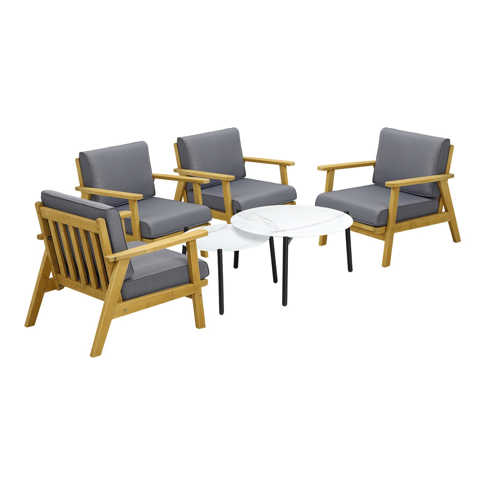 Livsip Outdoor Lounge Set 6PCS Patio Furniture 2pc White Coffee Side Table Sets - Sunyee