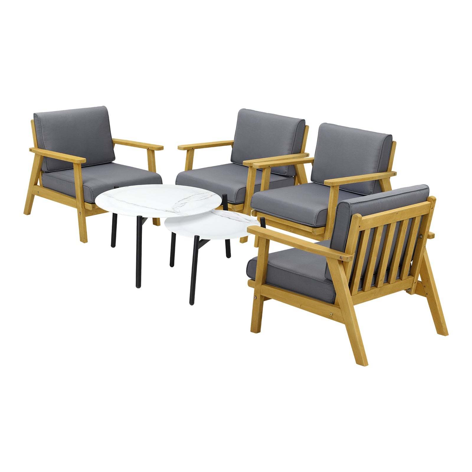 Livsip Outdoor Lounge Set 6PCS Patio Furniture 2pc White Coffee Side Table Sets - Sunyee