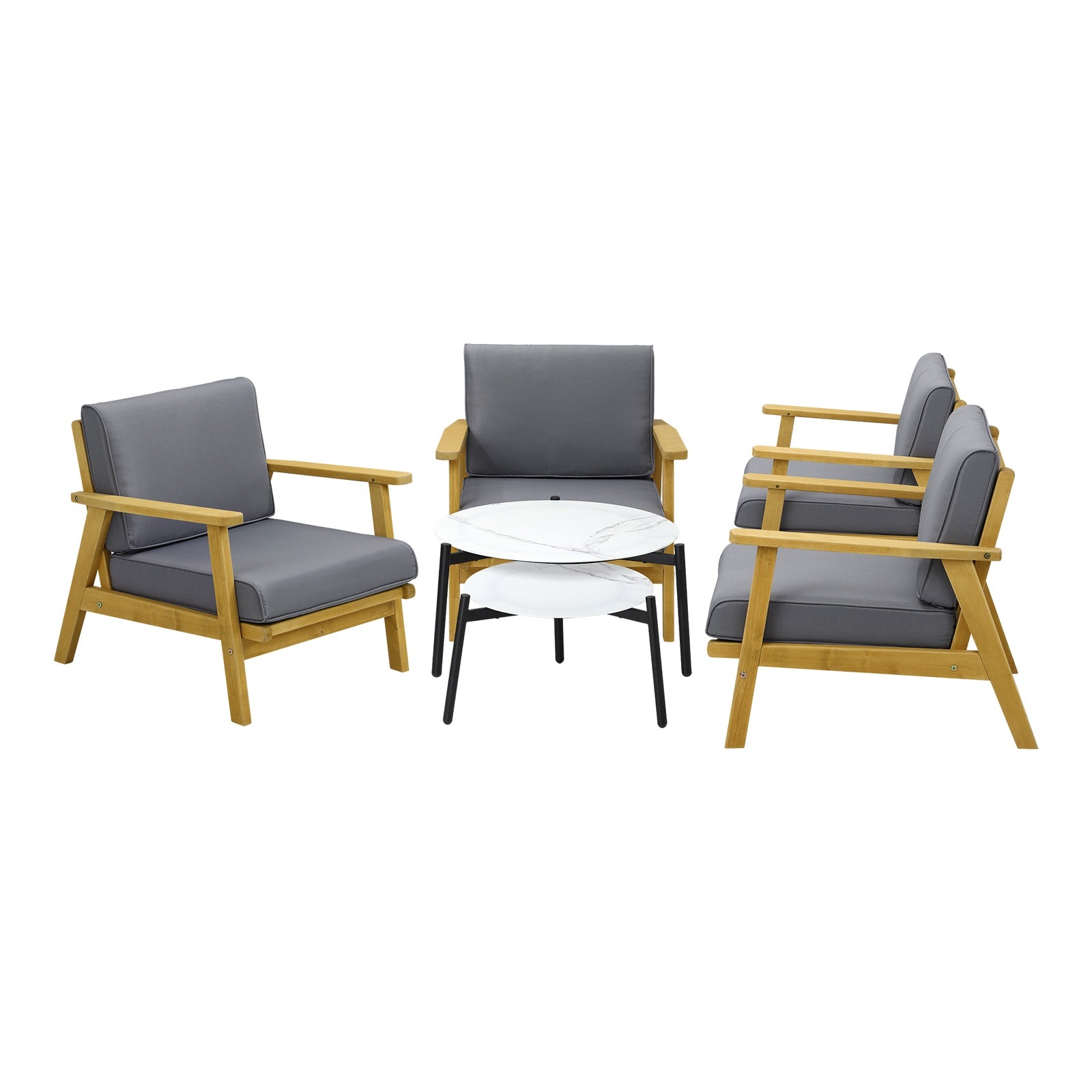 Livsip Outdoor Lounge Set 6PCS Patio Furniture 2pc White Coffee Side Table Sets - Sunyee