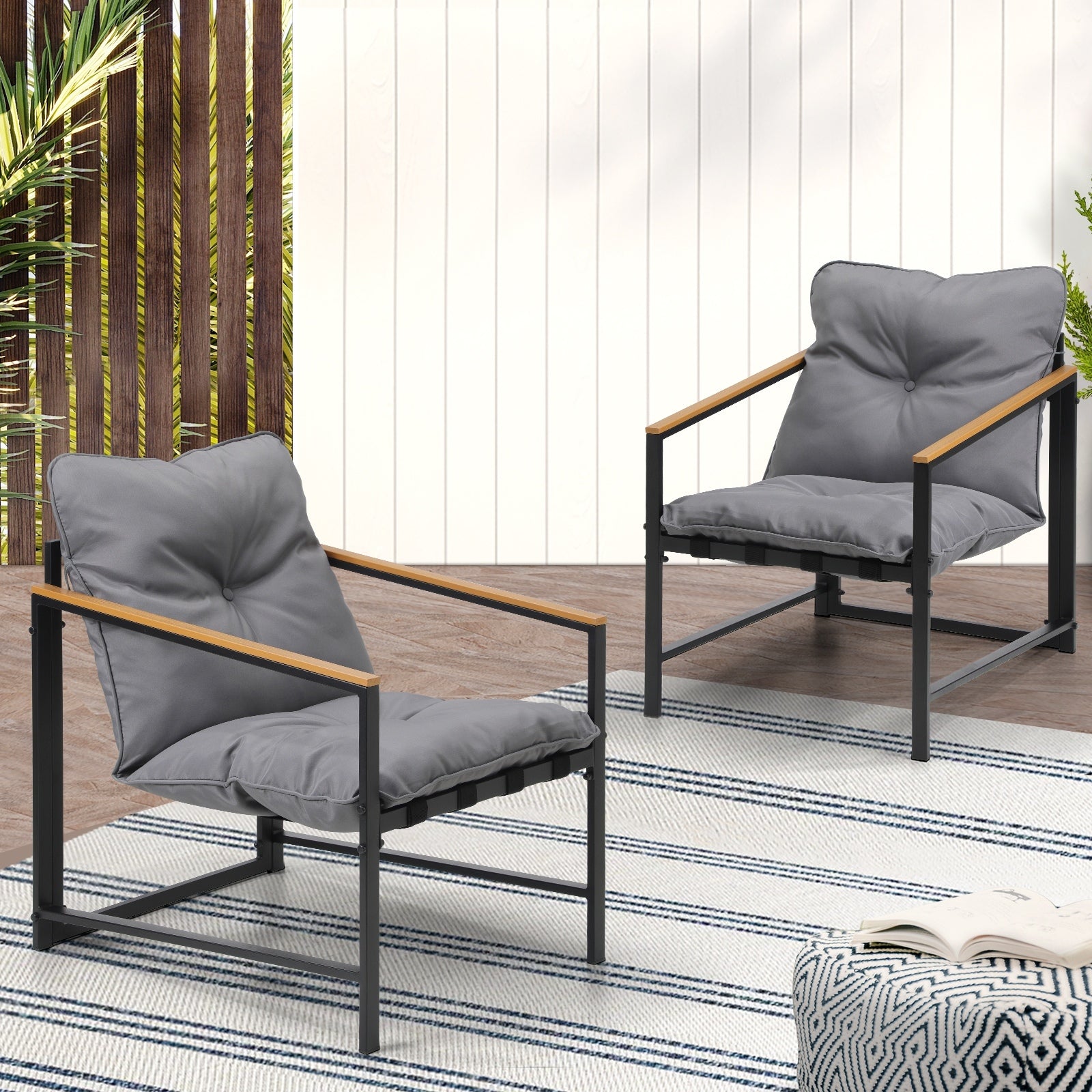 Livsip Outdoor Chairs Furniture Setting Garden Patio Armchair Lounge Sofa - Sunyee