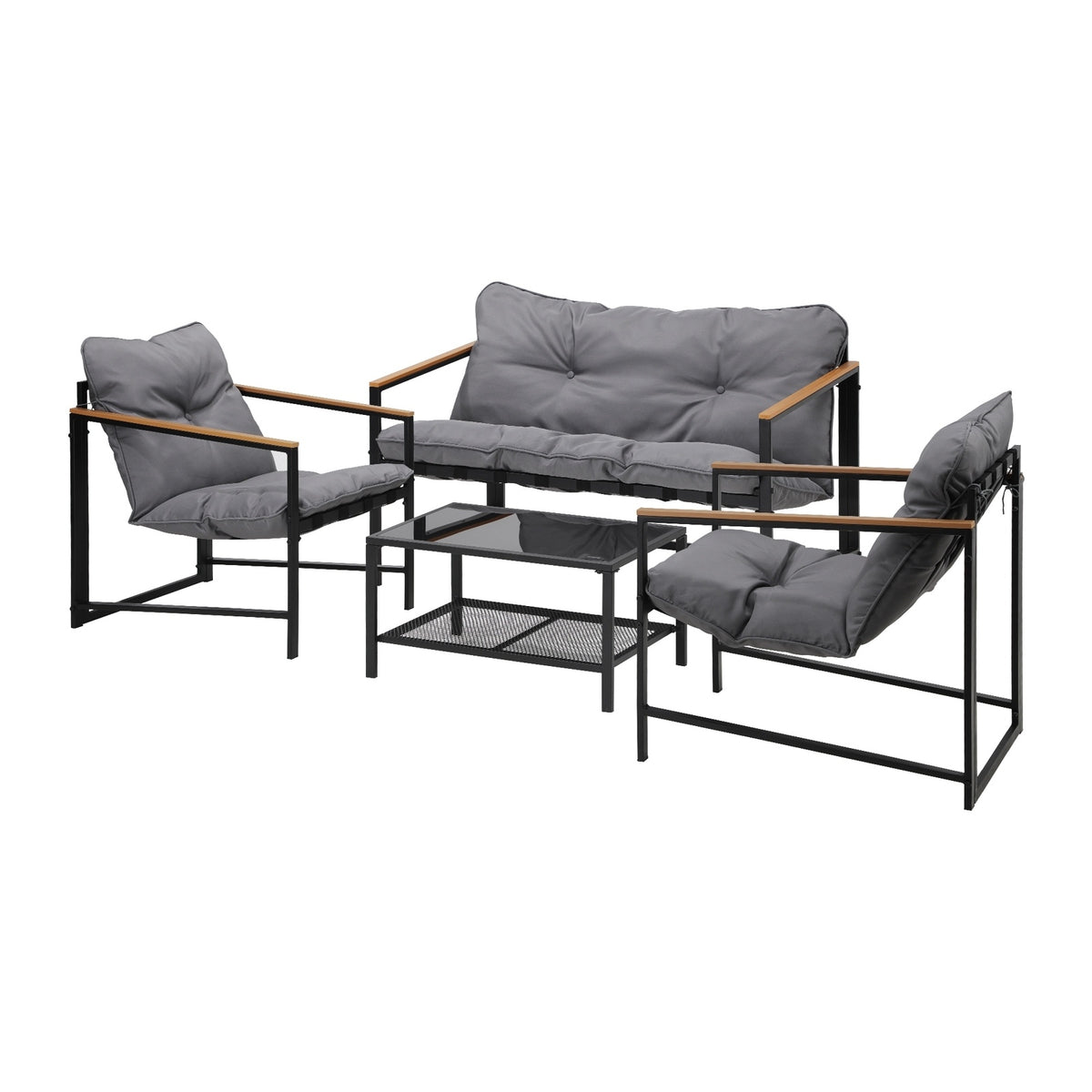 Livsip 4 Seater Outdoor Lounge Sofa Furniture Setting Garden Patio Chairs Table - Sunyee