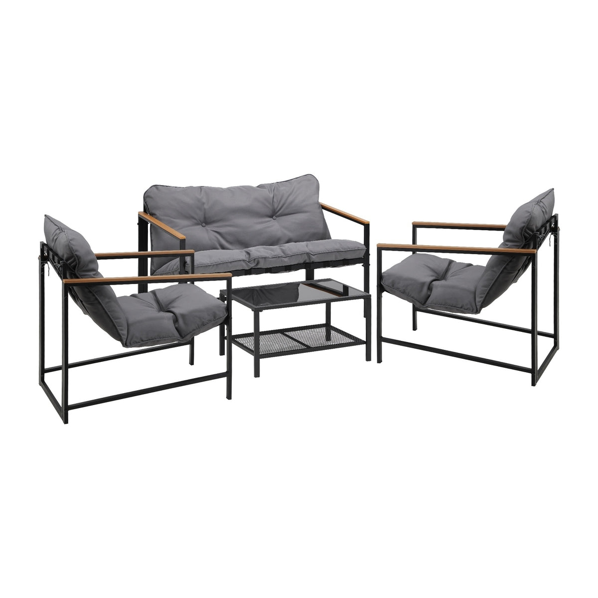 Livsip 4 Seater Outdoor Lounge Sofa Furniture Setting Garden Patio Chairs Table - Sunyee