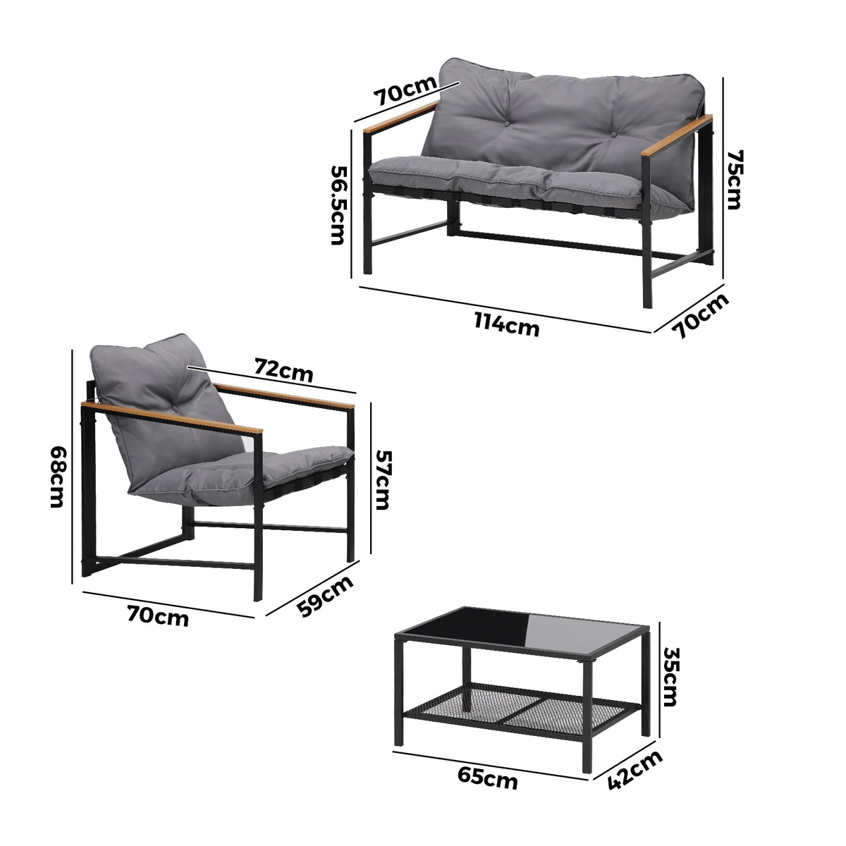 Livsip 4 Seater Outdoor Lounge Sofa Furniture Setting Garden Patio Chairs Table - Sunyee