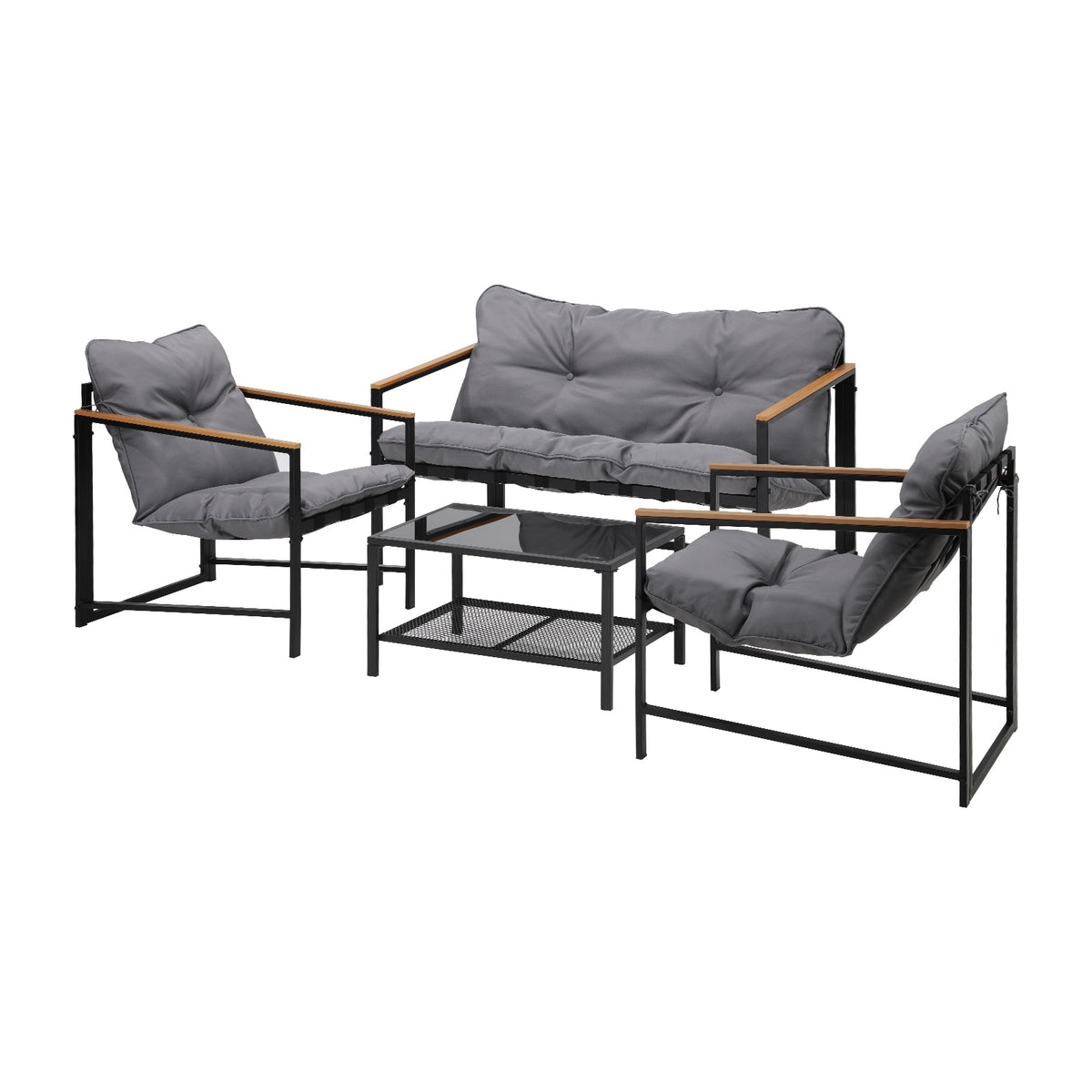 Livsip 4 Seater Outdoor Lounge Sofa Furniture Setting Garden Patio Chairs Table - Sunyee