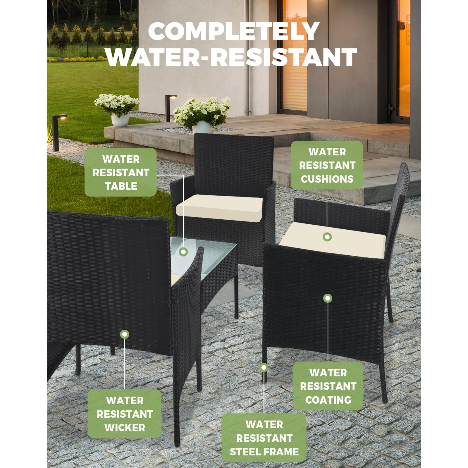 Livsip Outdoor Furniture Setting 4-Piece Lounge Dining Set Wicker Garden Patio - Sunyee