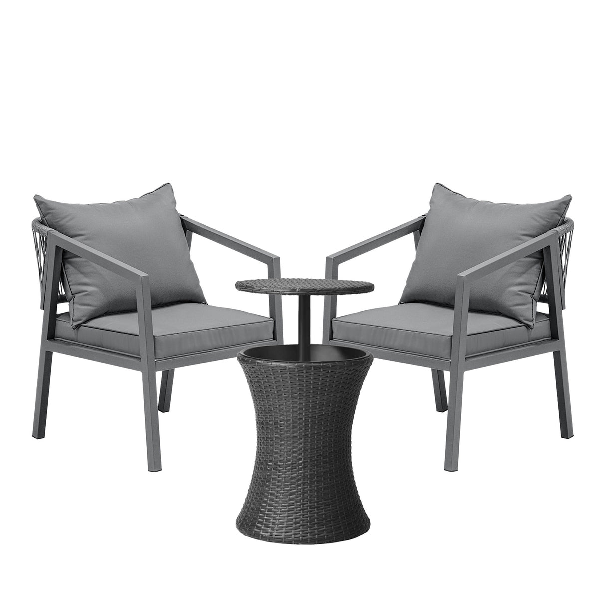 Livsip Outdoor Patio Furniture Set Ice Bucket Black Table Bistro Setting 3pcs - Sunyee