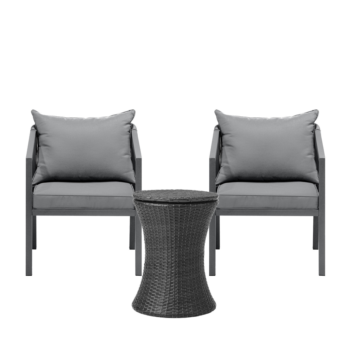 Livsip Outdoor Patio Furniture Set Ice Bucket Black Table Bistro Setting 3pcs - Sunyee