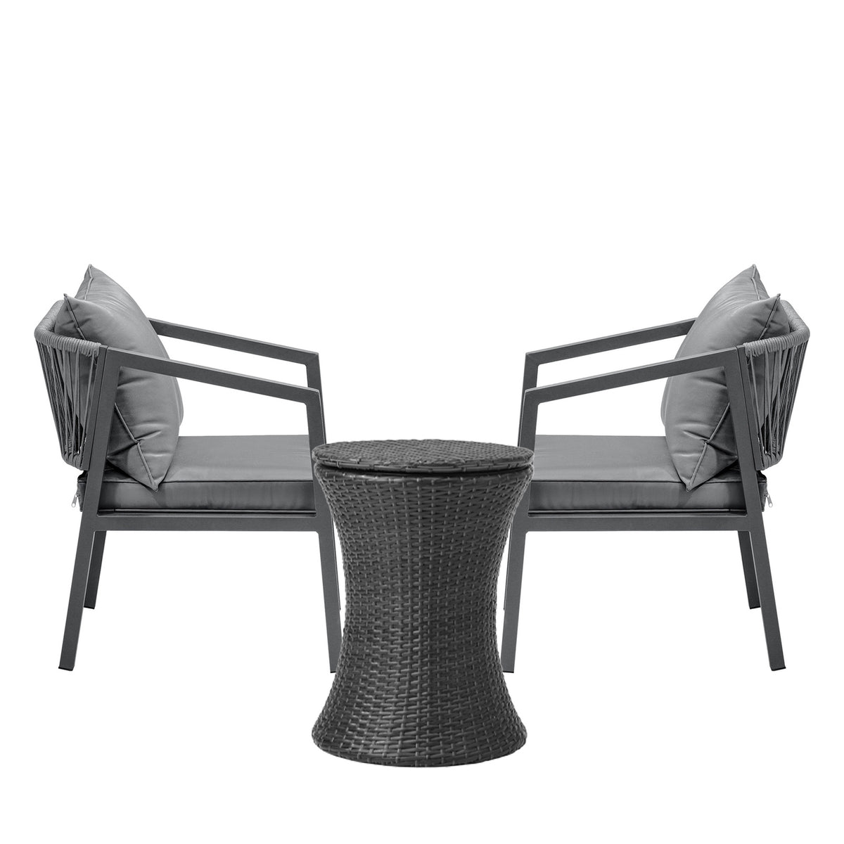 Livsip Outdoor Patio Furniture Set Ice Bucket Black Table Bistro Setting 3pcs - Sunyee