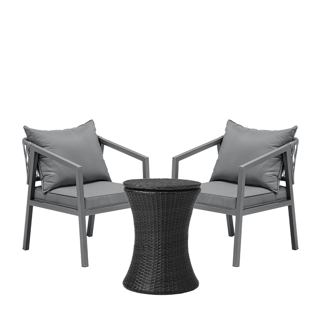 Livsip Outdoor Patio Furniture Set Ice Bucket Black Table Bistro Setting 3pcs - Sunyee