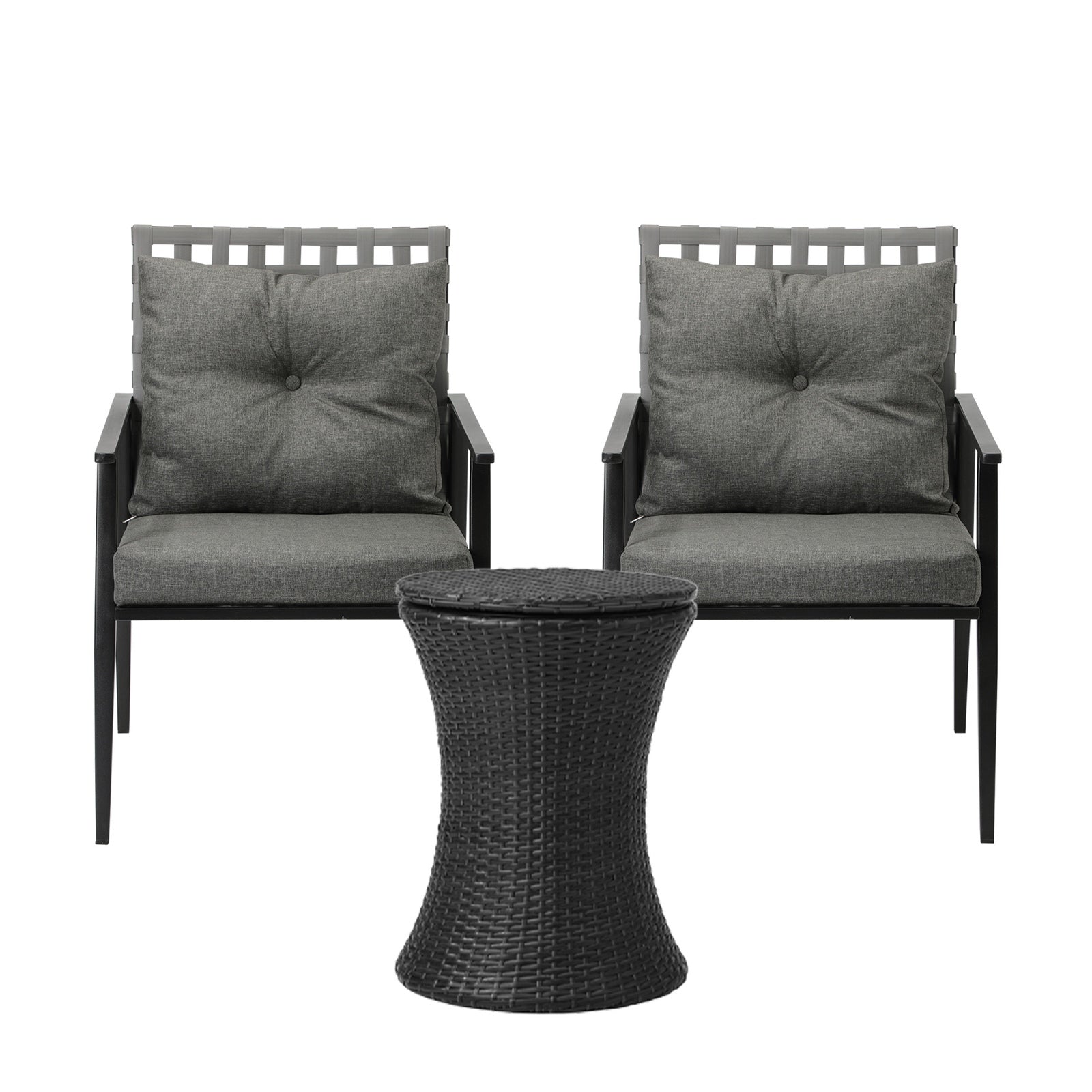 Livsip Outdoor Furniture Setting Ice Bucket Black Table 2 Seater Bistro Set - Sunyee