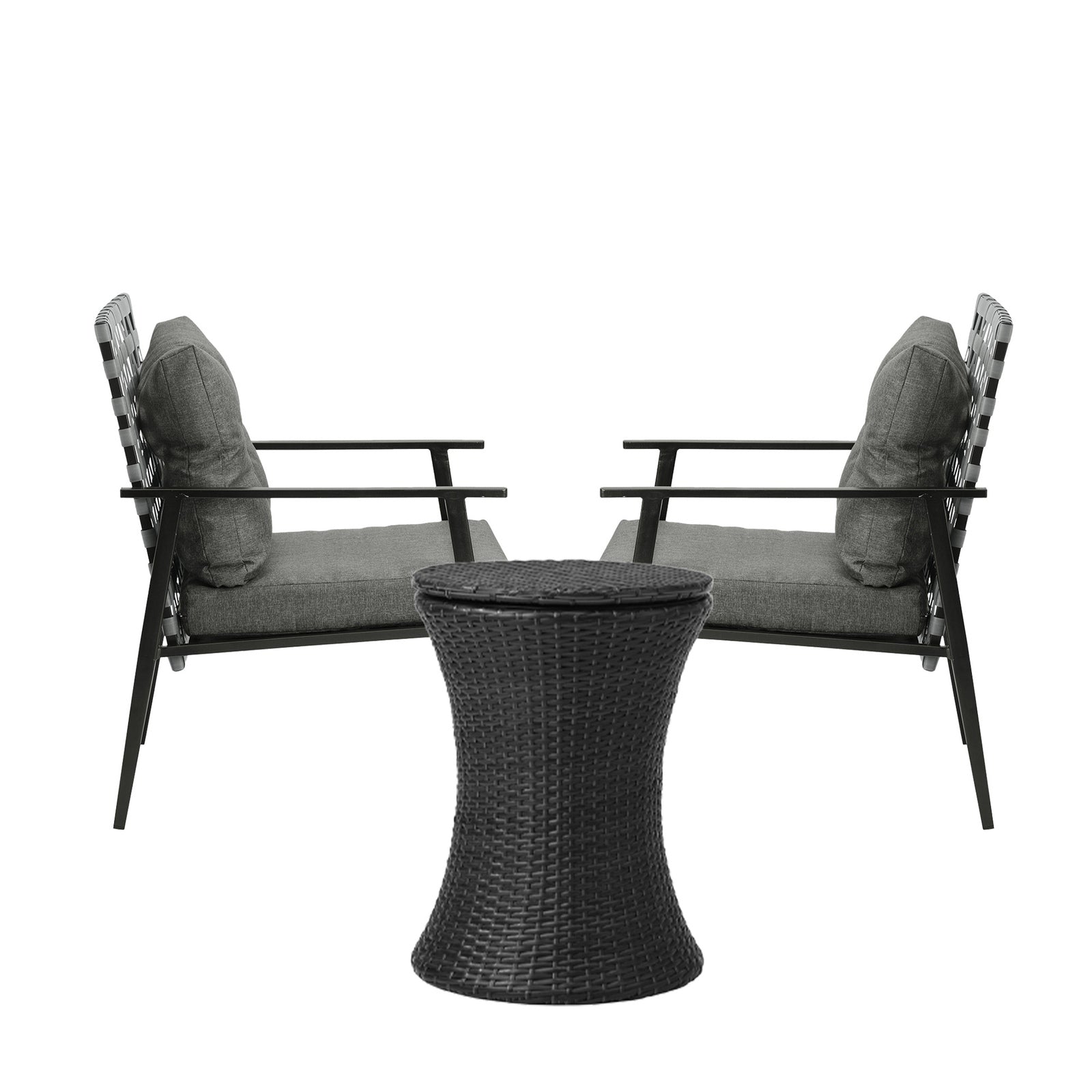 Livsip Outdoor Furniture Setting Ice Bucket Black Table 2 Seater Bistro Set - Sunyee
