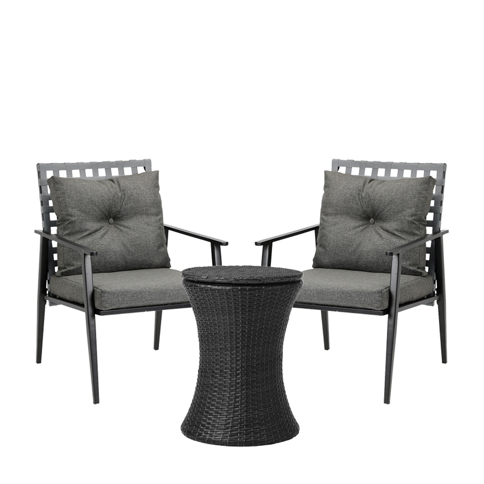 Livsip Outdoor Furniture Setting Ice Bucket Black Table 2 Seater Bistro Set - Sunyee